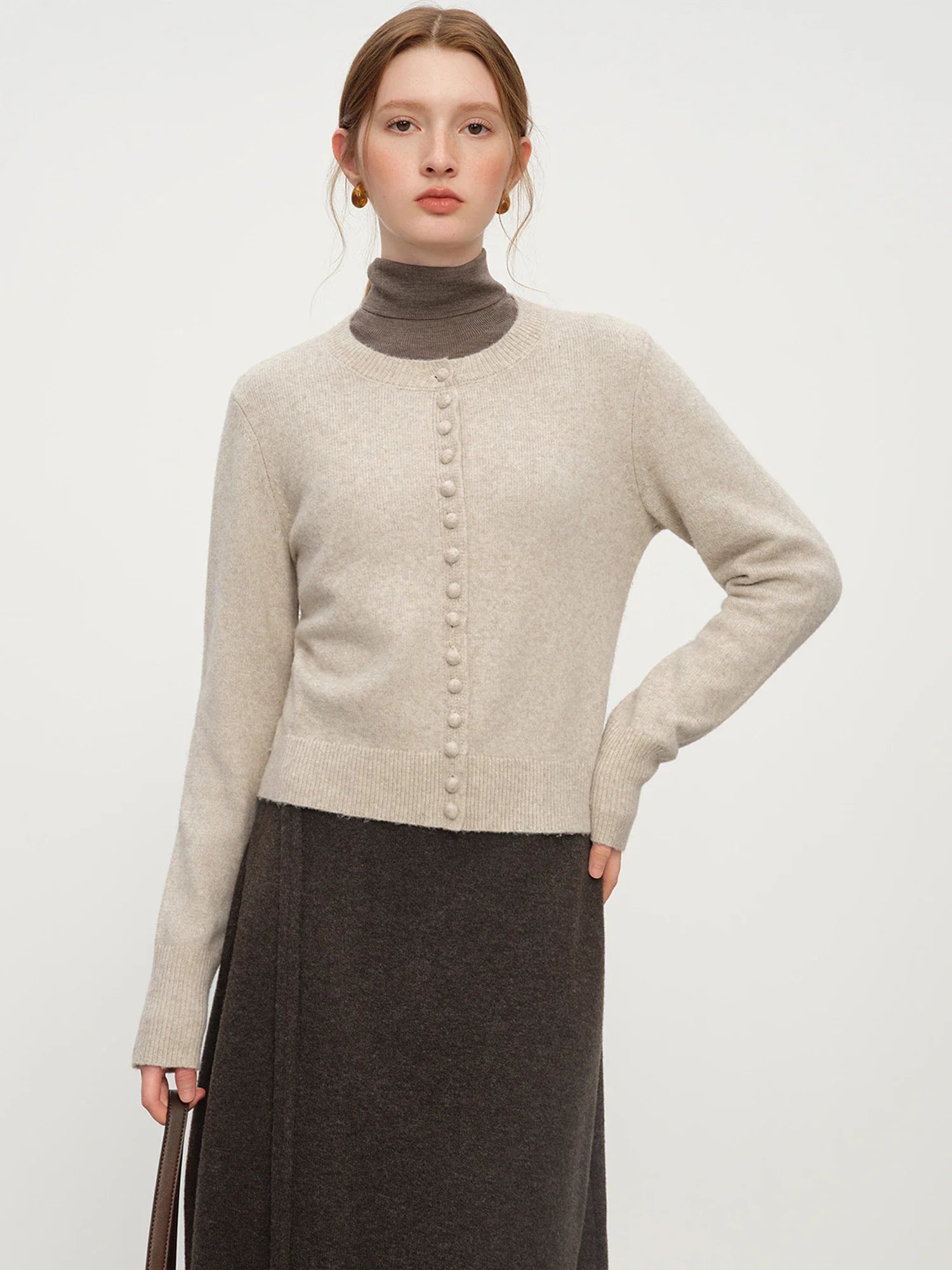 Blend Knit Cardigan With Wool Buttons