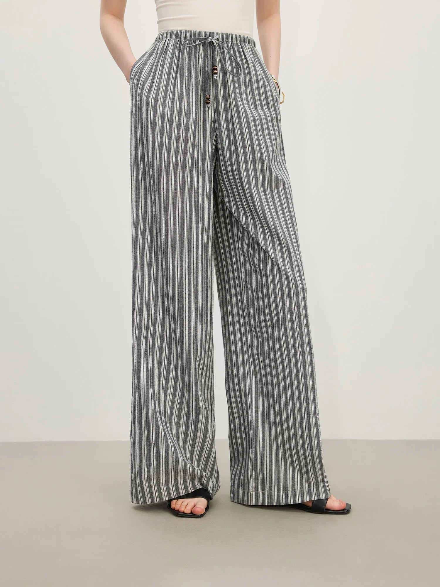 High Waist Loose Drape Straight Pants