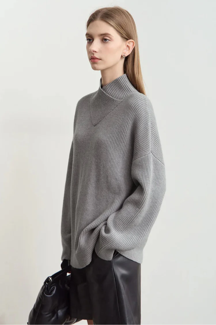 Knitted Crossed Turtleneck Sweater