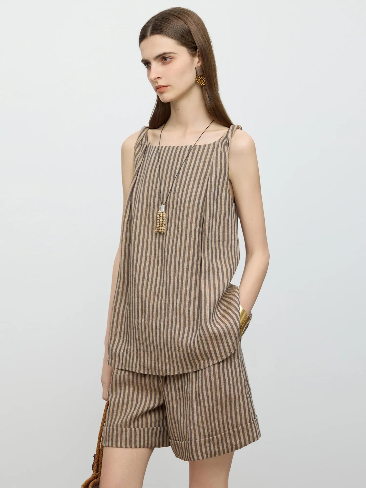 Summer Linen Striped Top and Shorts
