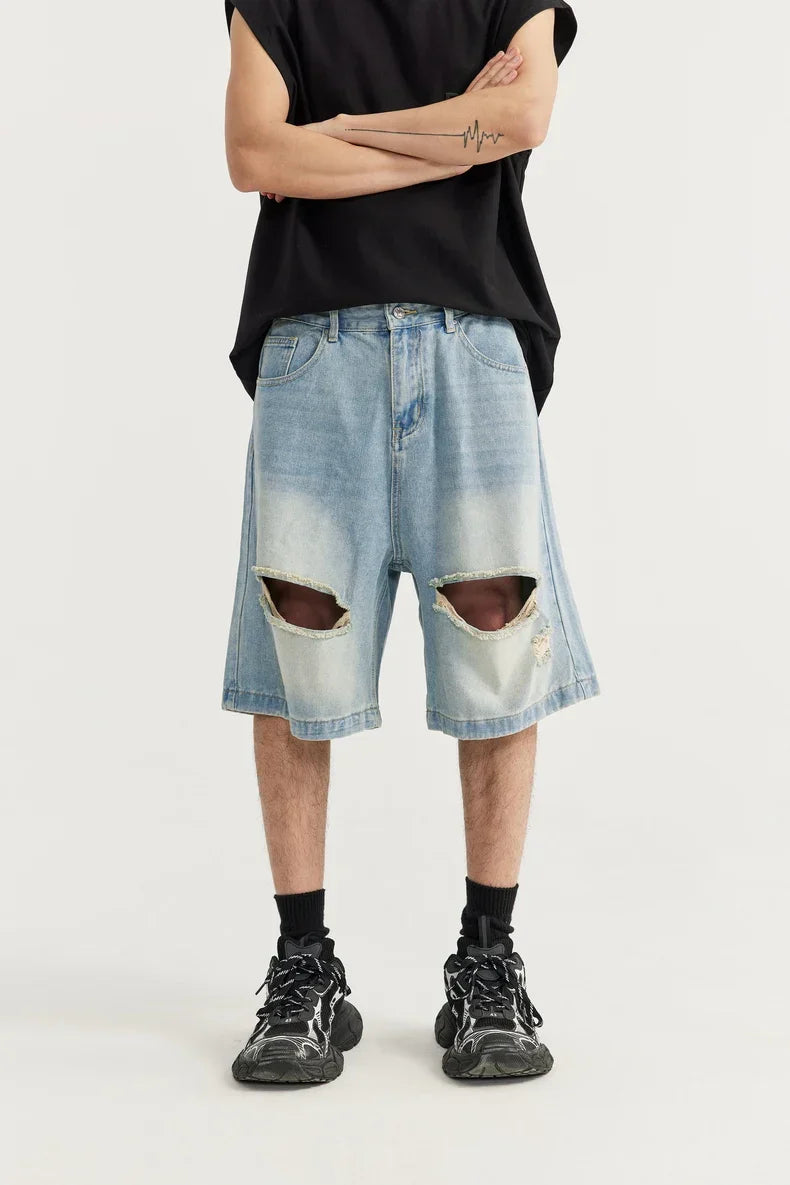 Ripped Holes Denim Shorts