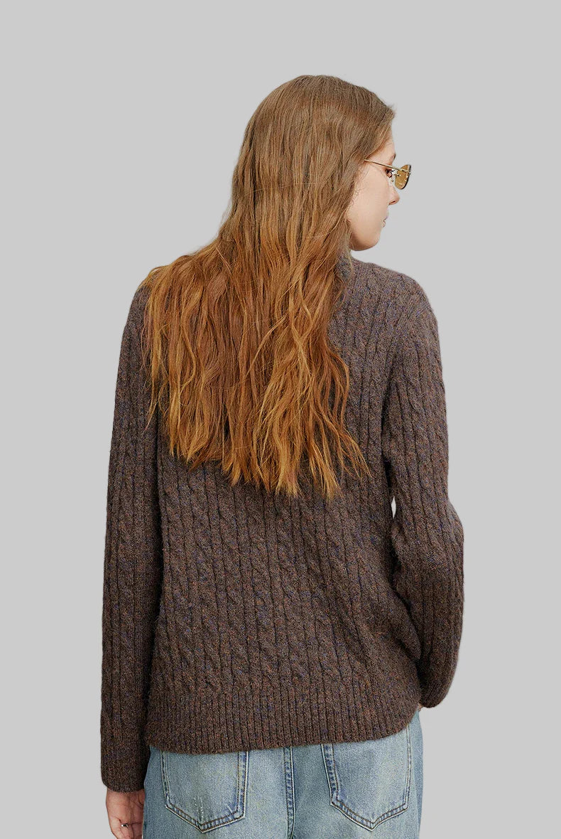 Zipper High Collar Knitted Sweater