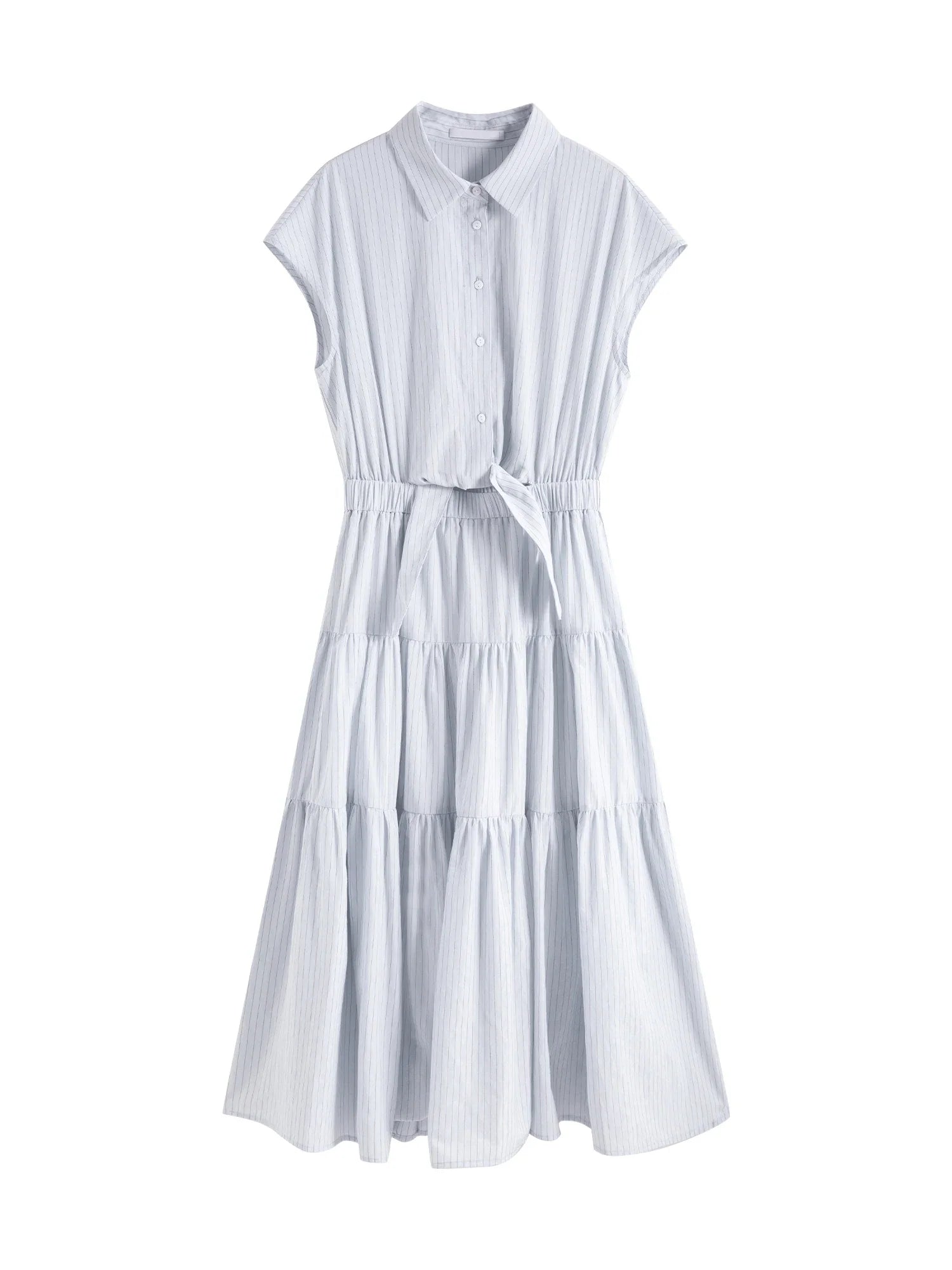 Sleeveless Blue White Stripe Midi Dress