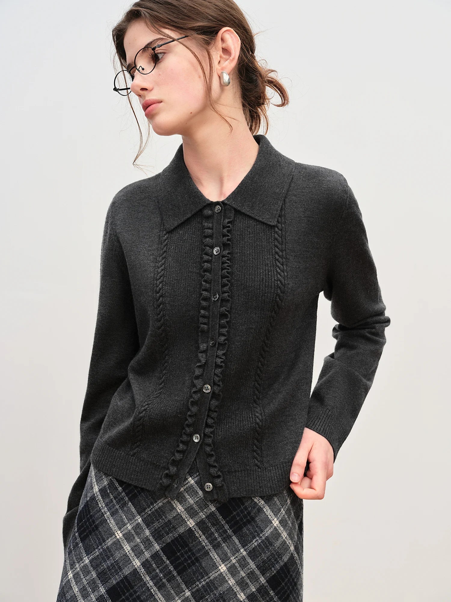 Knitted Dark Grey Cardigan