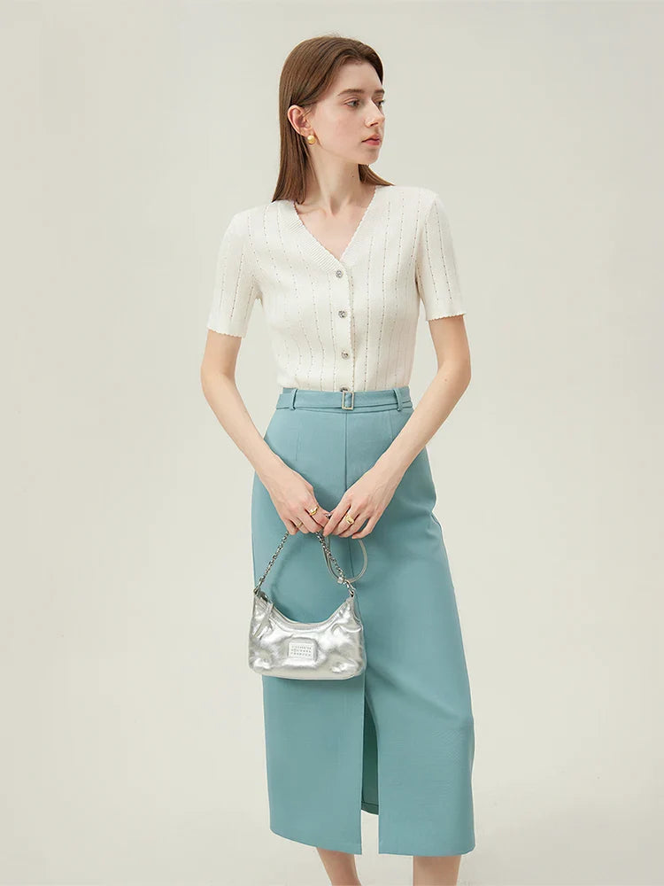 Silk Knitted Versatile Classic Beige Cardigan