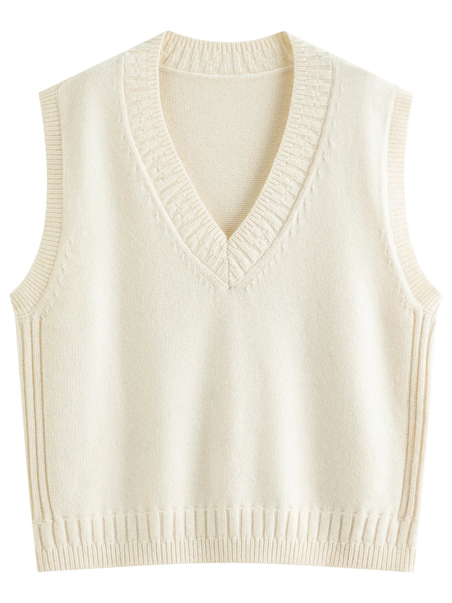 Sleeveless V-neck Wool Vest