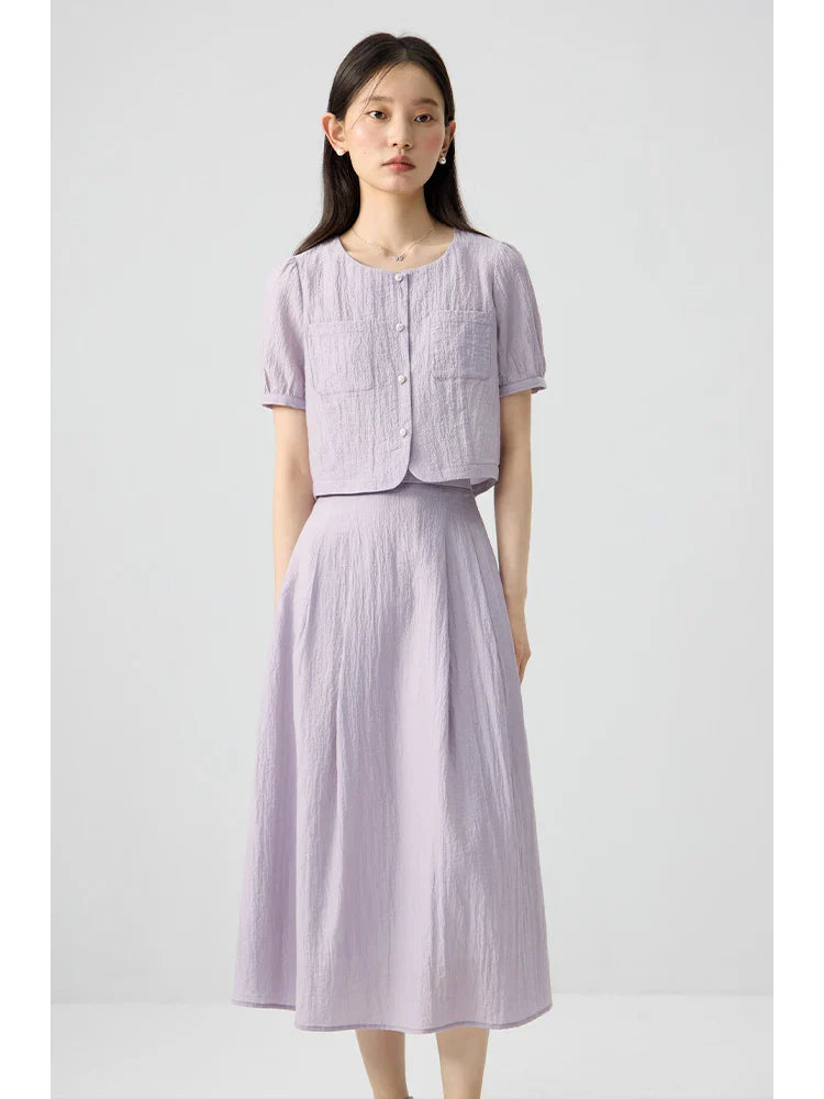 Casual Soft Loose Top and Skirt Set