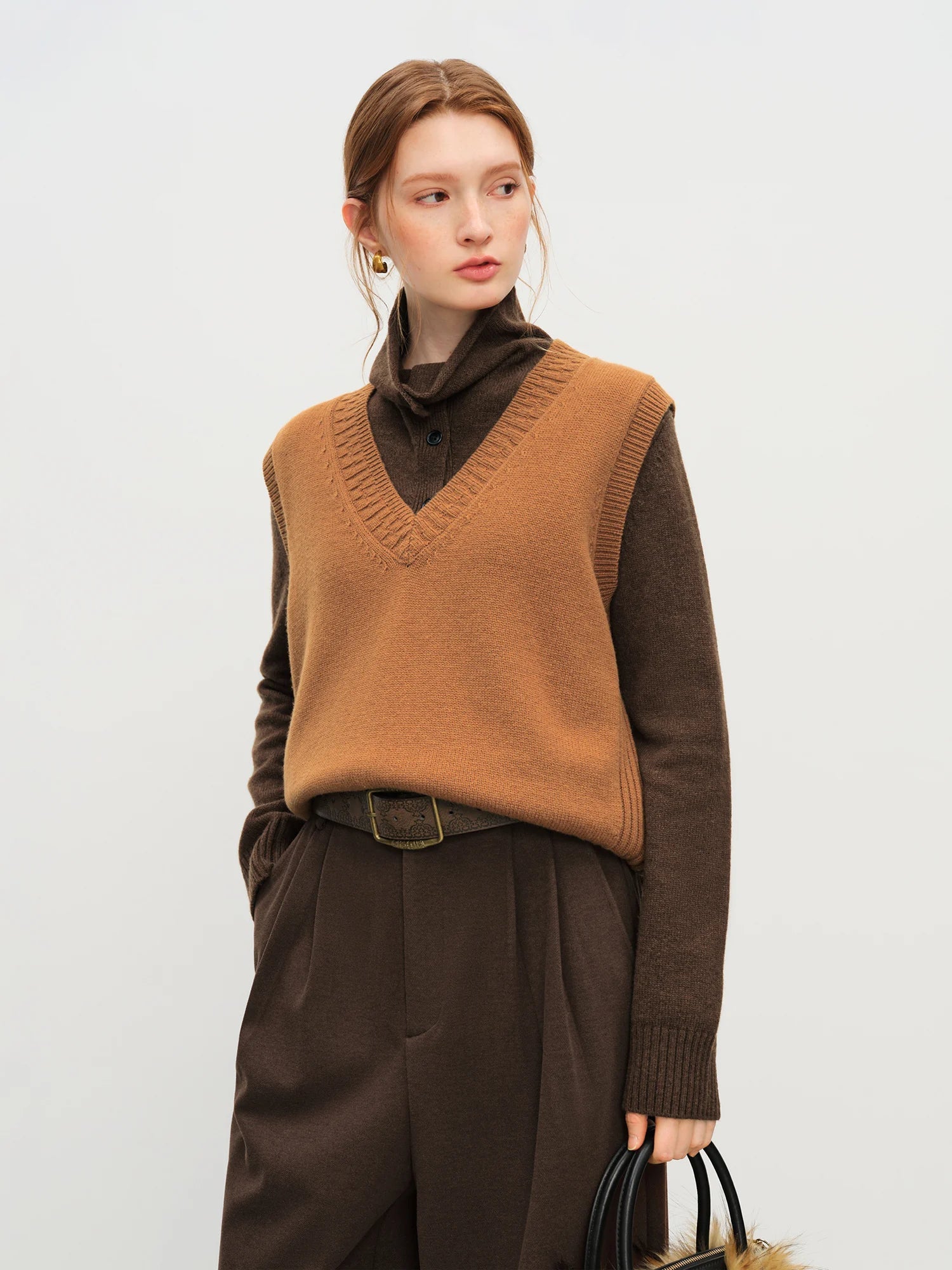 Sleeveless V-neck Wool Vest