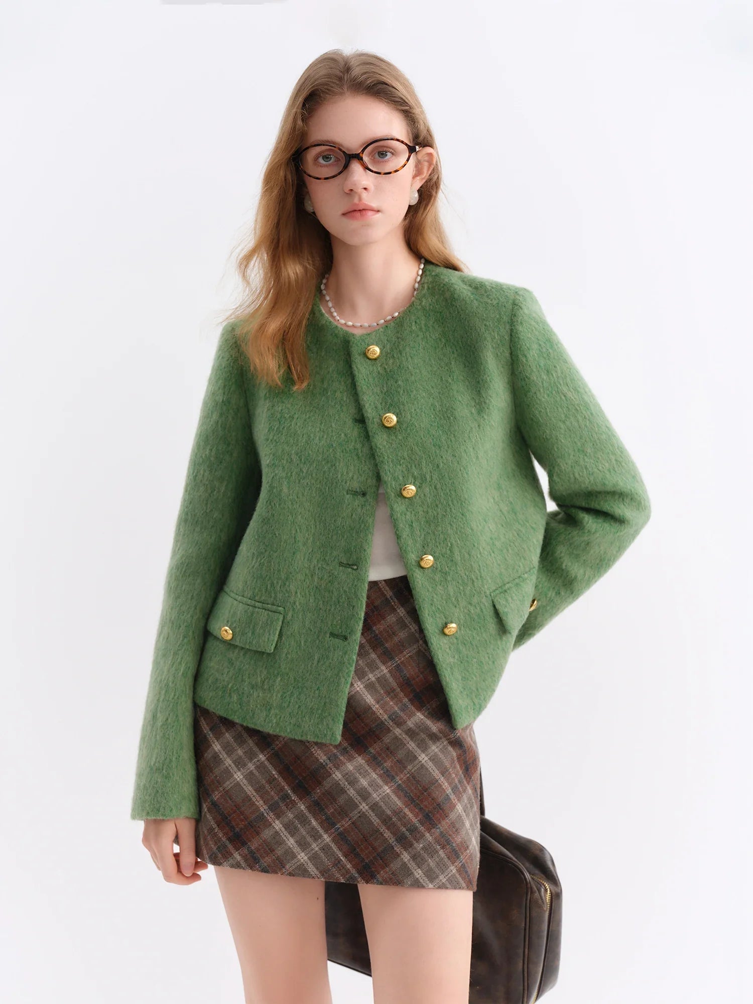 Wool Blend Green Cardigan