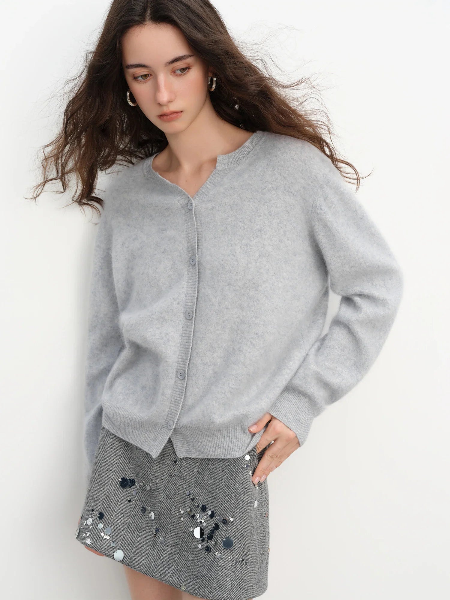 Wool Blend Knitted Cardigan