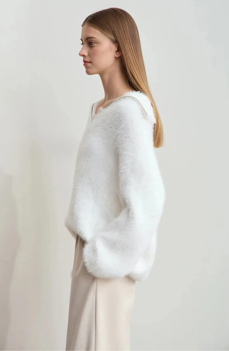 Turtleneck Zipper Mink Sweater