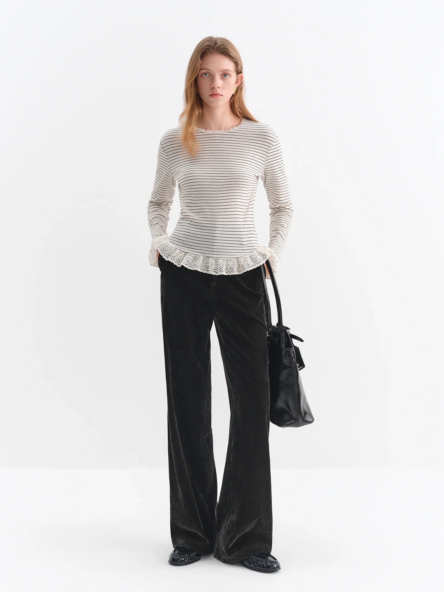 Chenille Fabric Black Pants