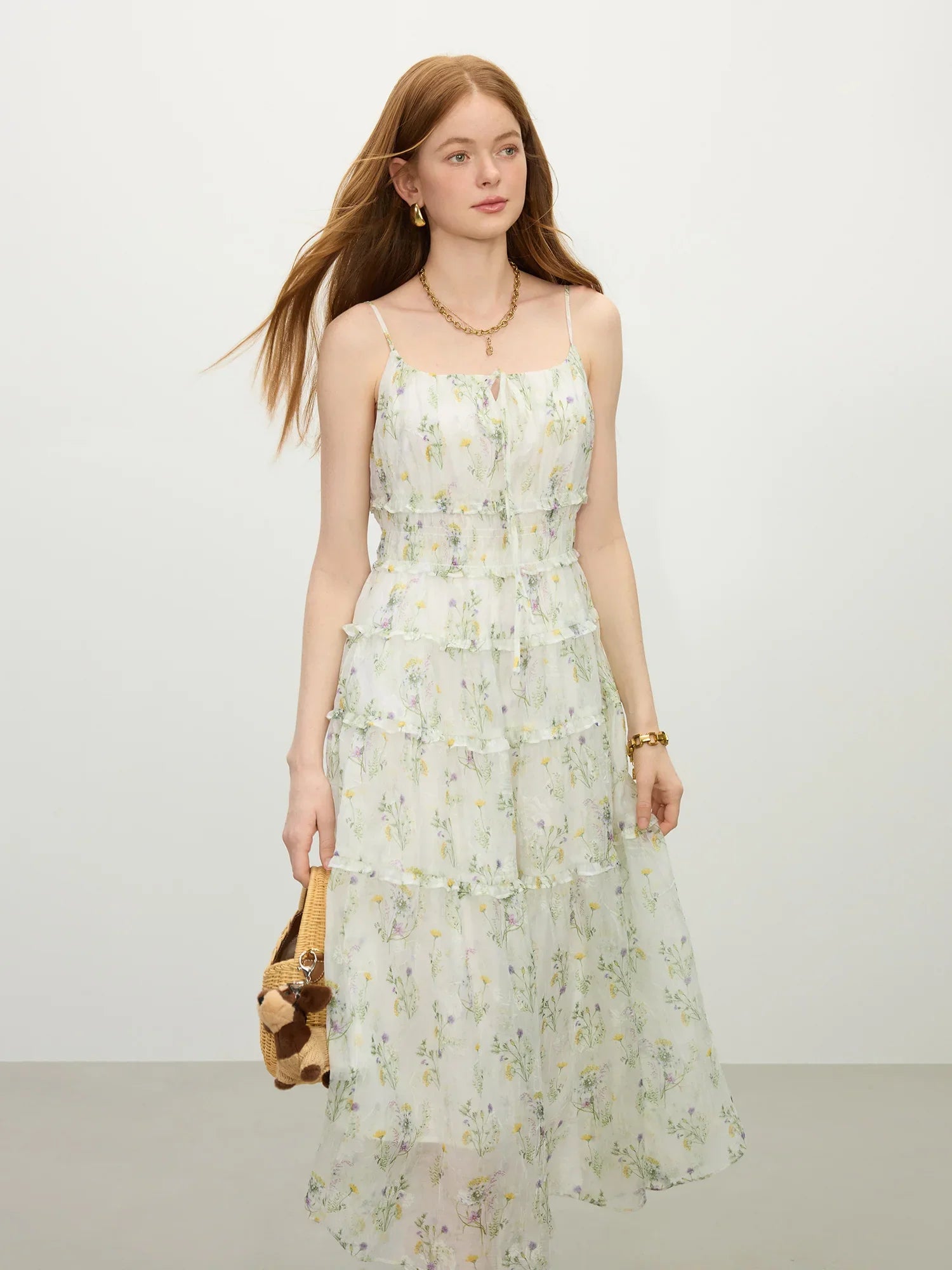 Summer Floral Chiffon Maxi Dress