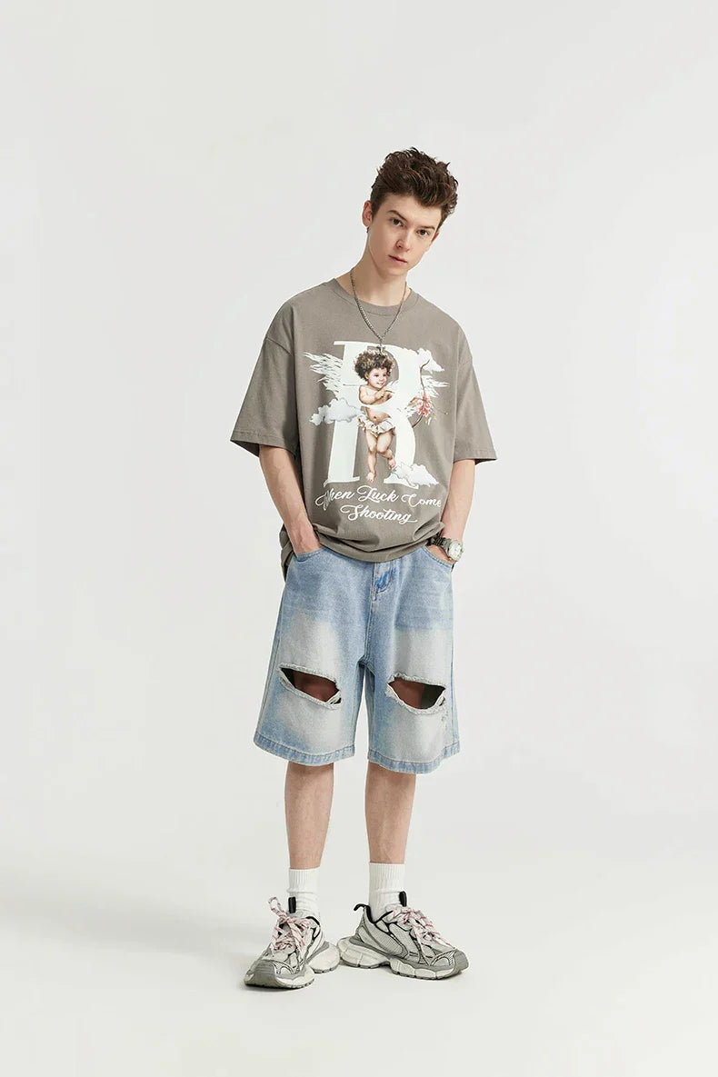 Ripped Holes Denim Shorts