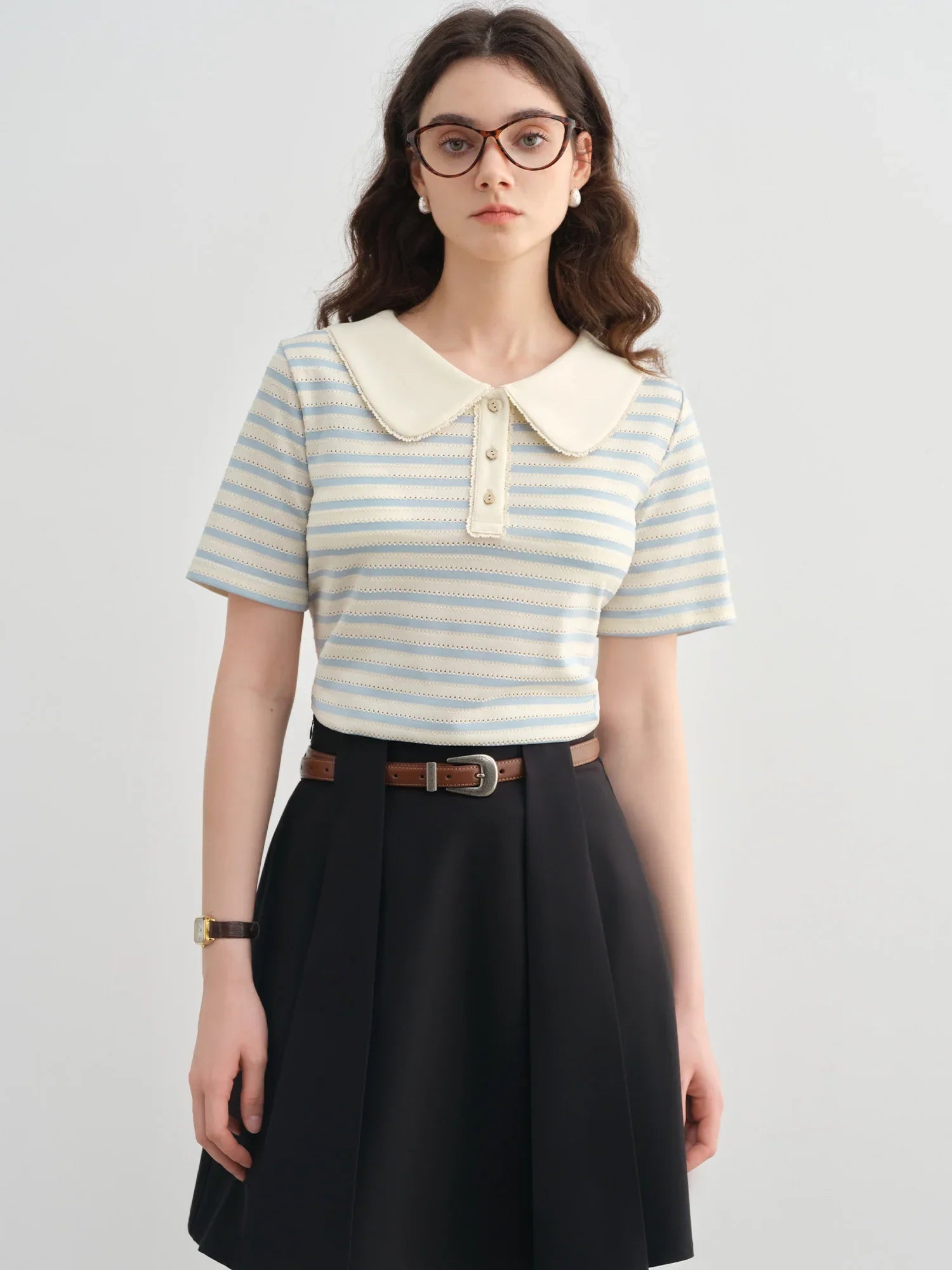 Striped Short-sleeved Polo T-shirt