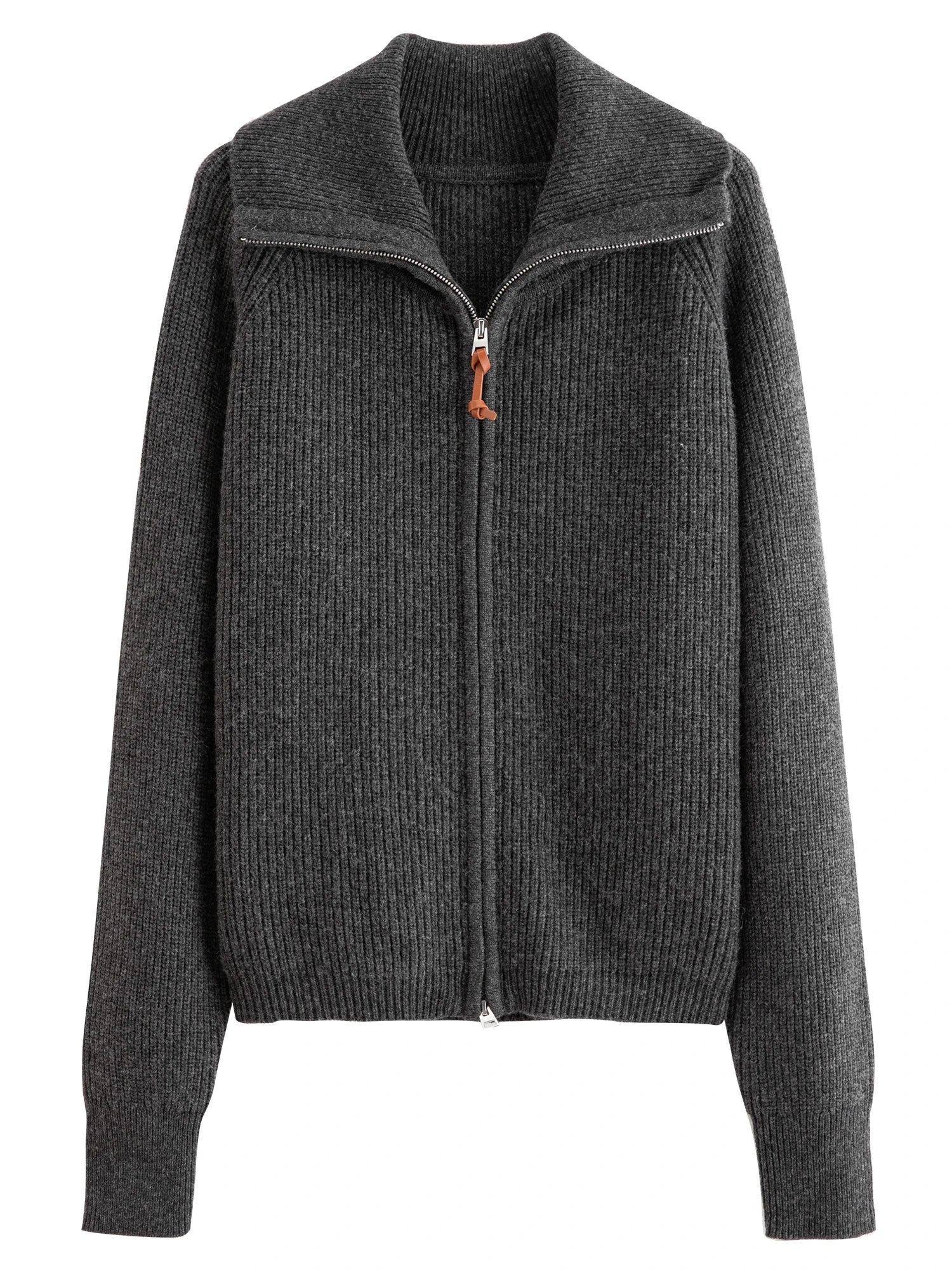 Wool Blend Knit Double Zip Cardigan