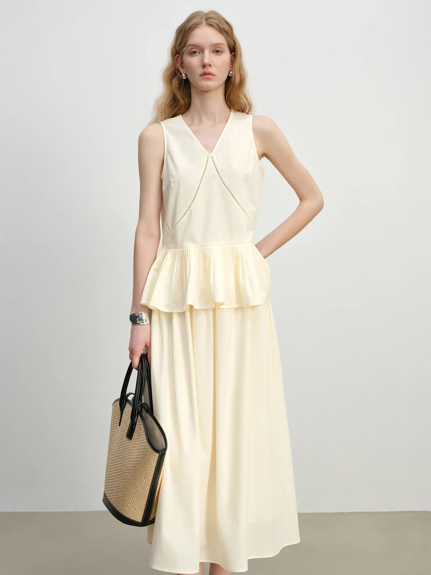 Ruffle Sleeveless Yellow Top and Skirt Set