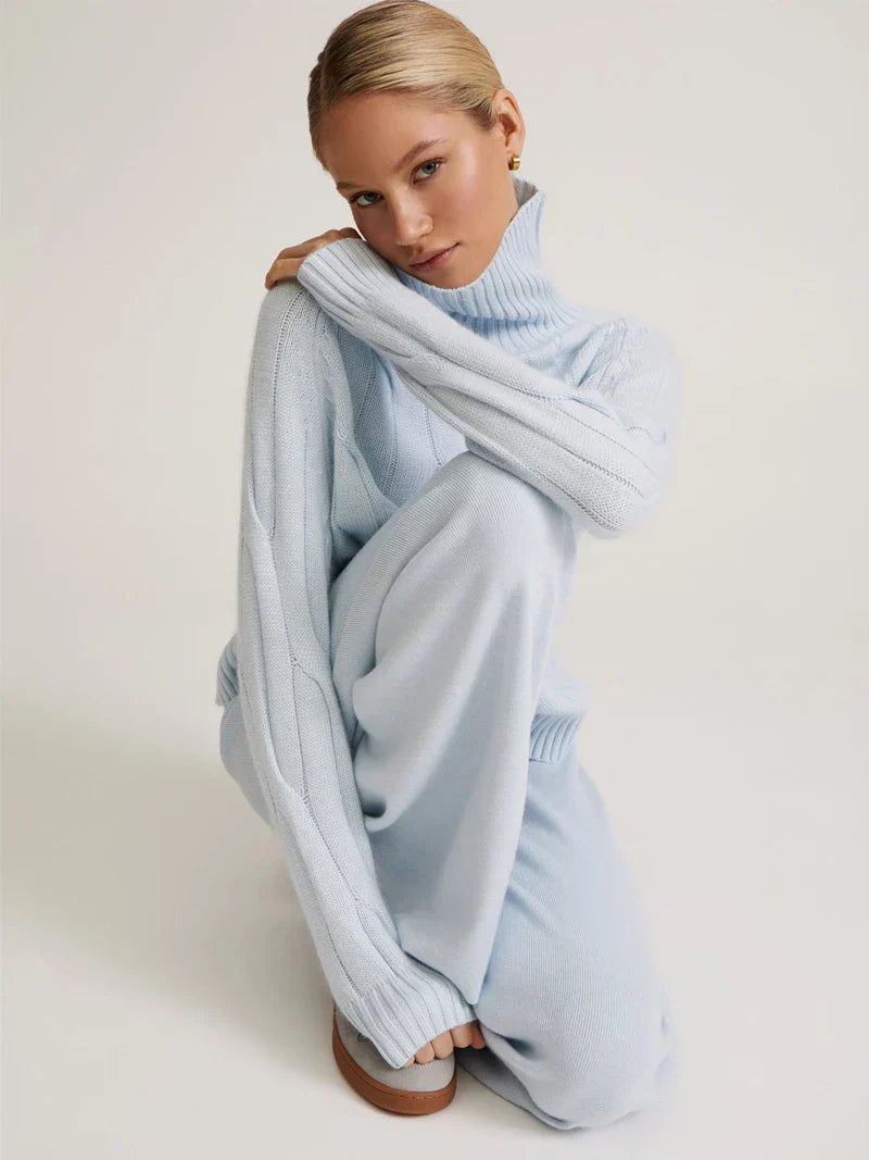 Textured Turtleneck Sweater and Pants Set