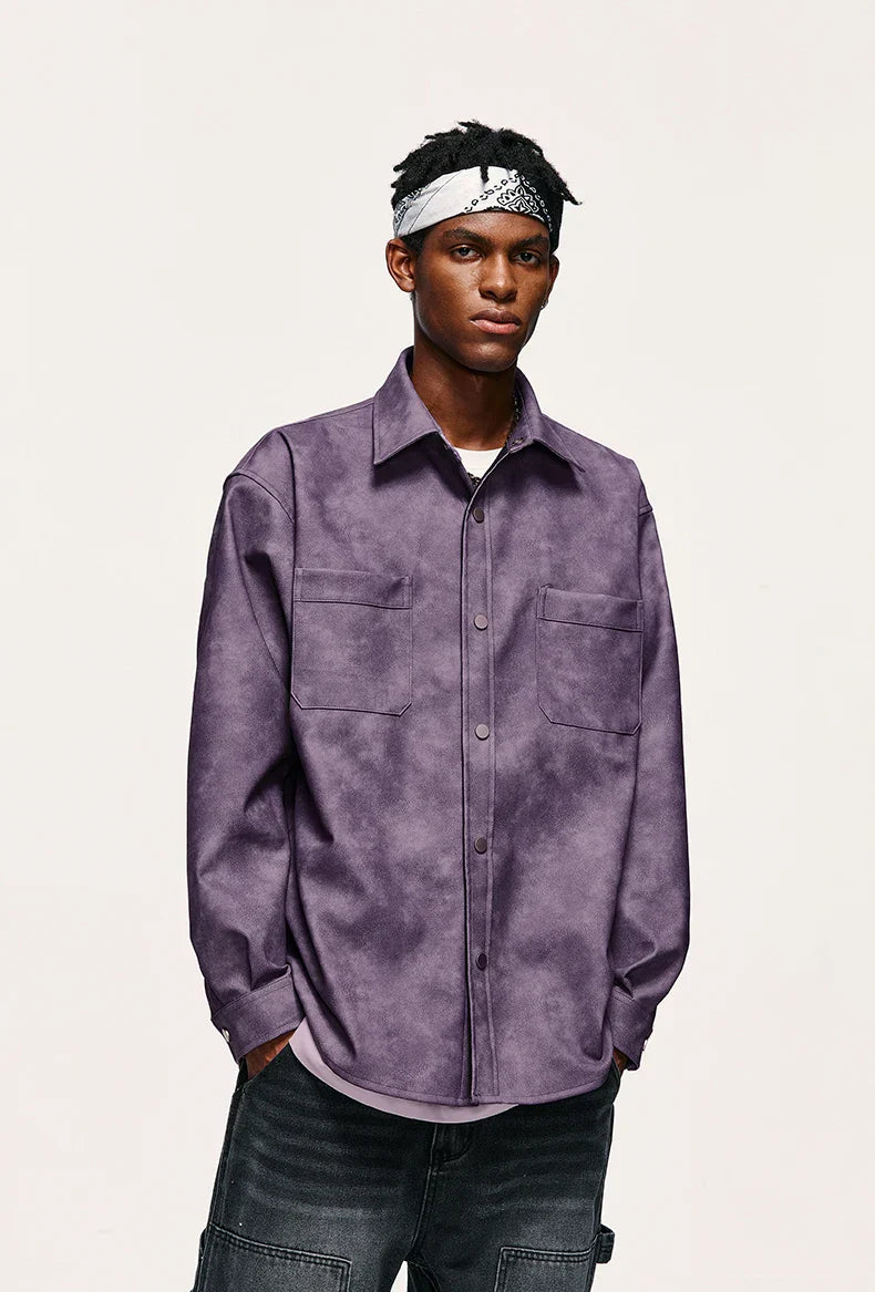 Distressed PU Leather Jacket
