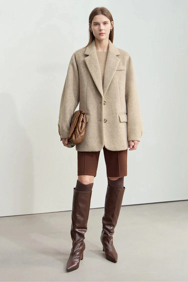 Short Camel Woolen Coat