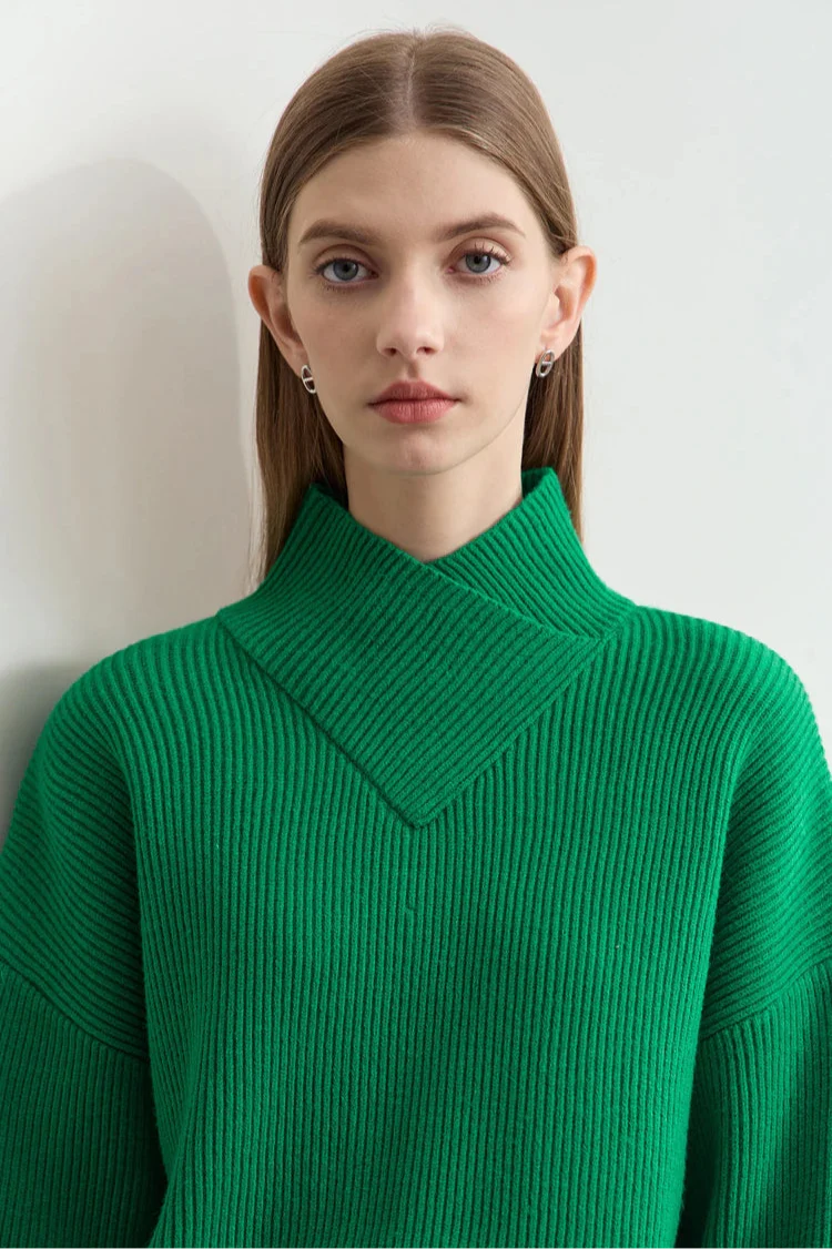 Knitted Crossed Turtleneck Sweater