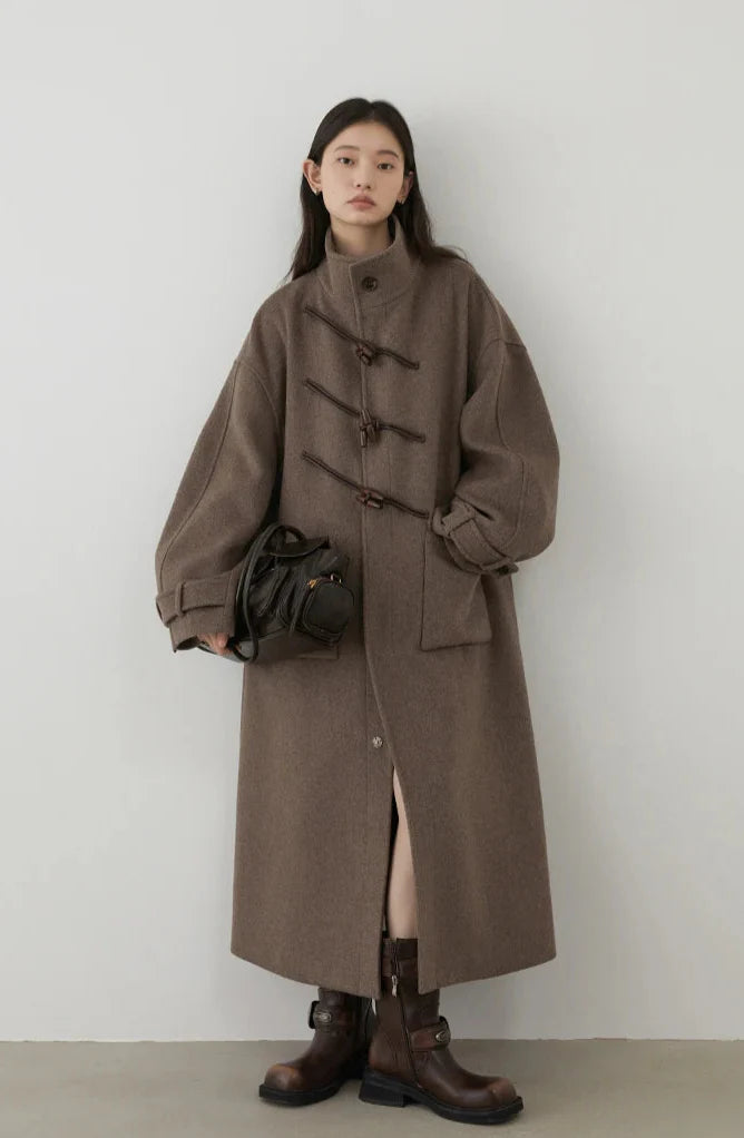 Long Woolen Taupe Coat