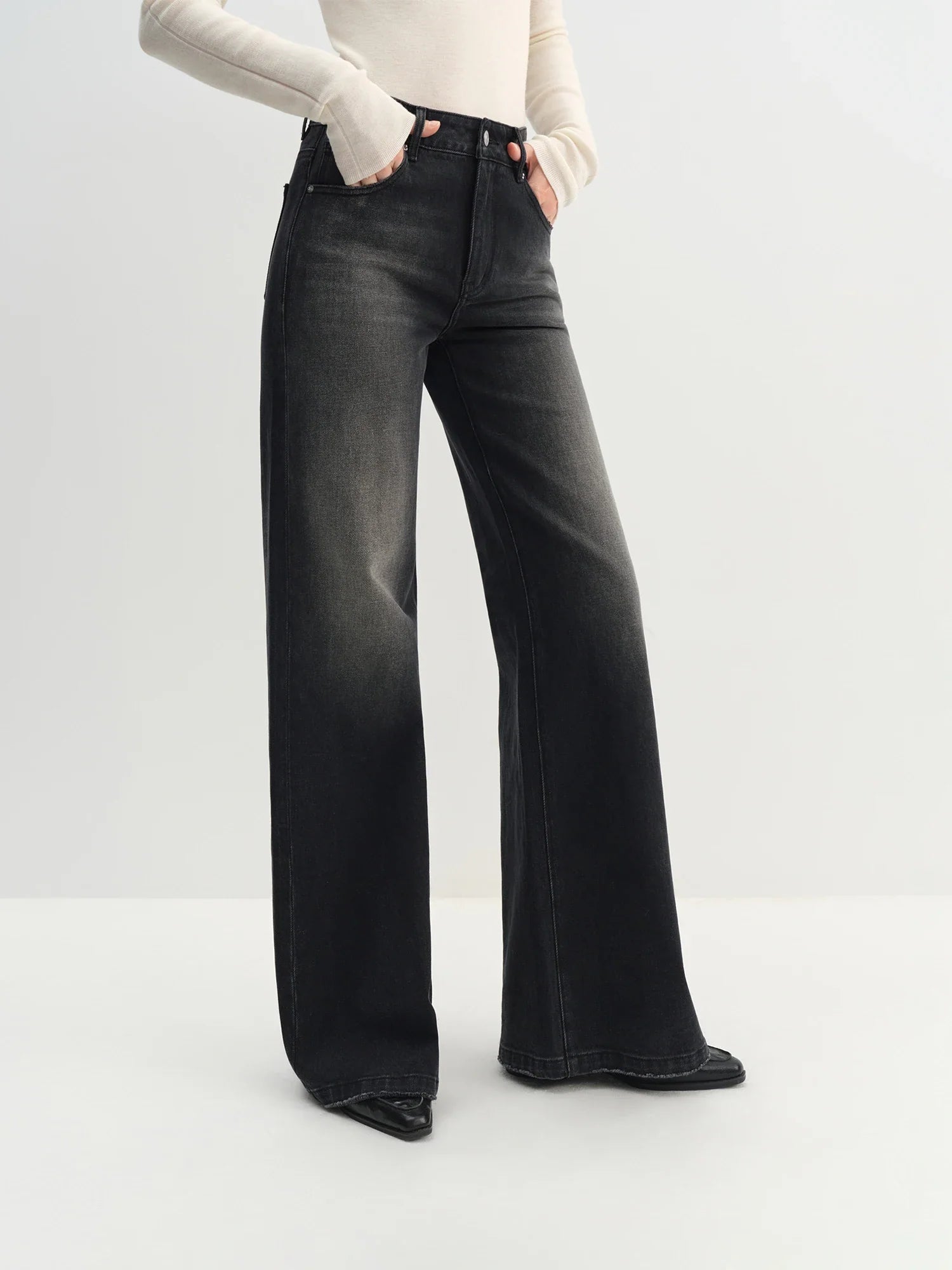 Retro Wide-leg Black Jeans