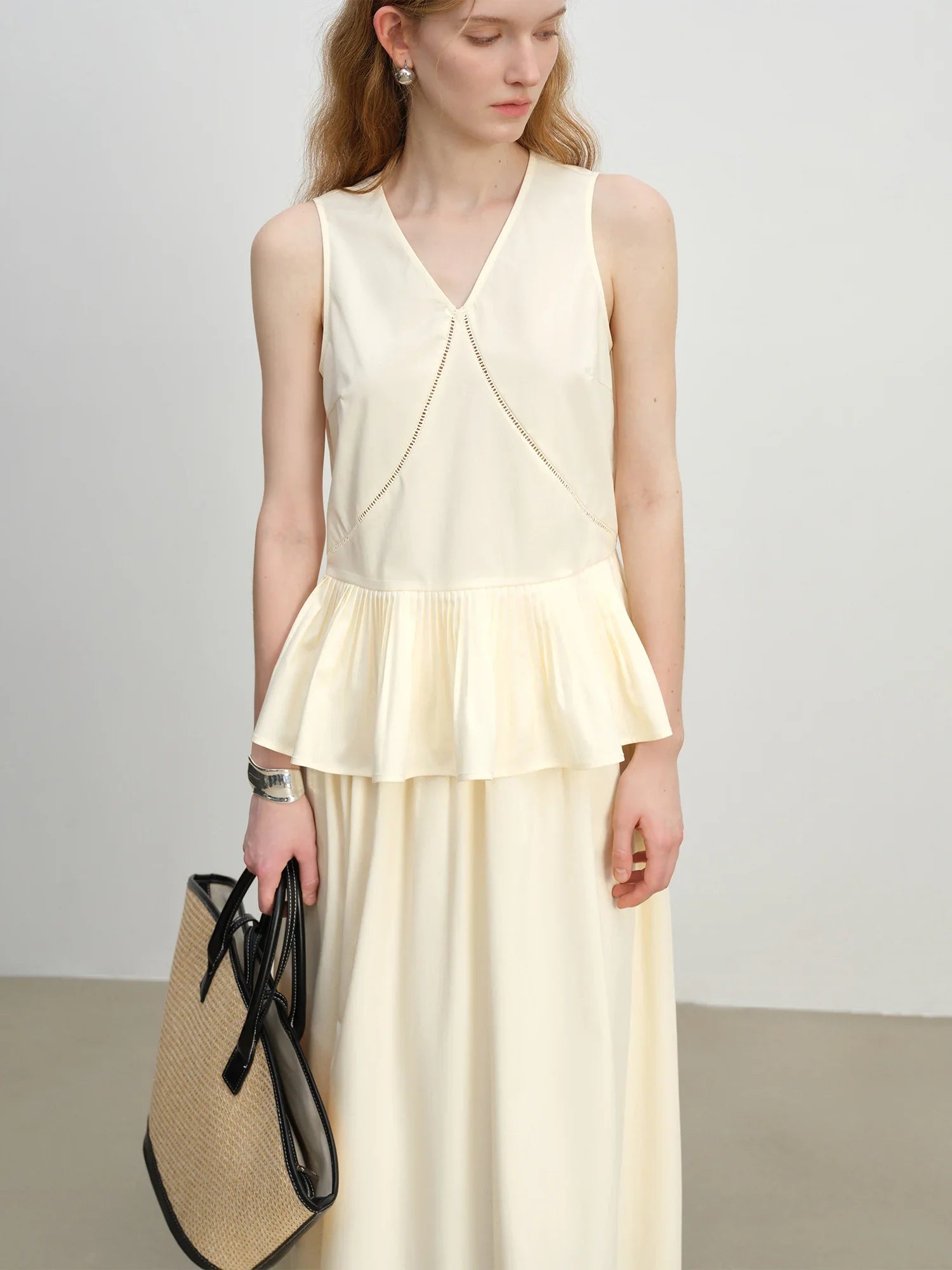 Ruffle Sleeveless Yellow Top and Skirt Set