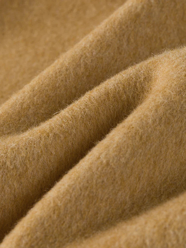 Khaki Woolen Coat With Belt