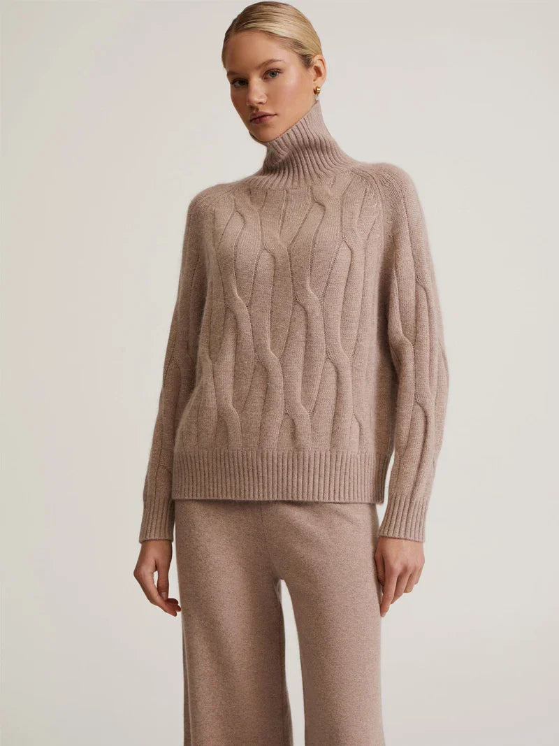 Textured Turtleneck Sweater and Pants Set