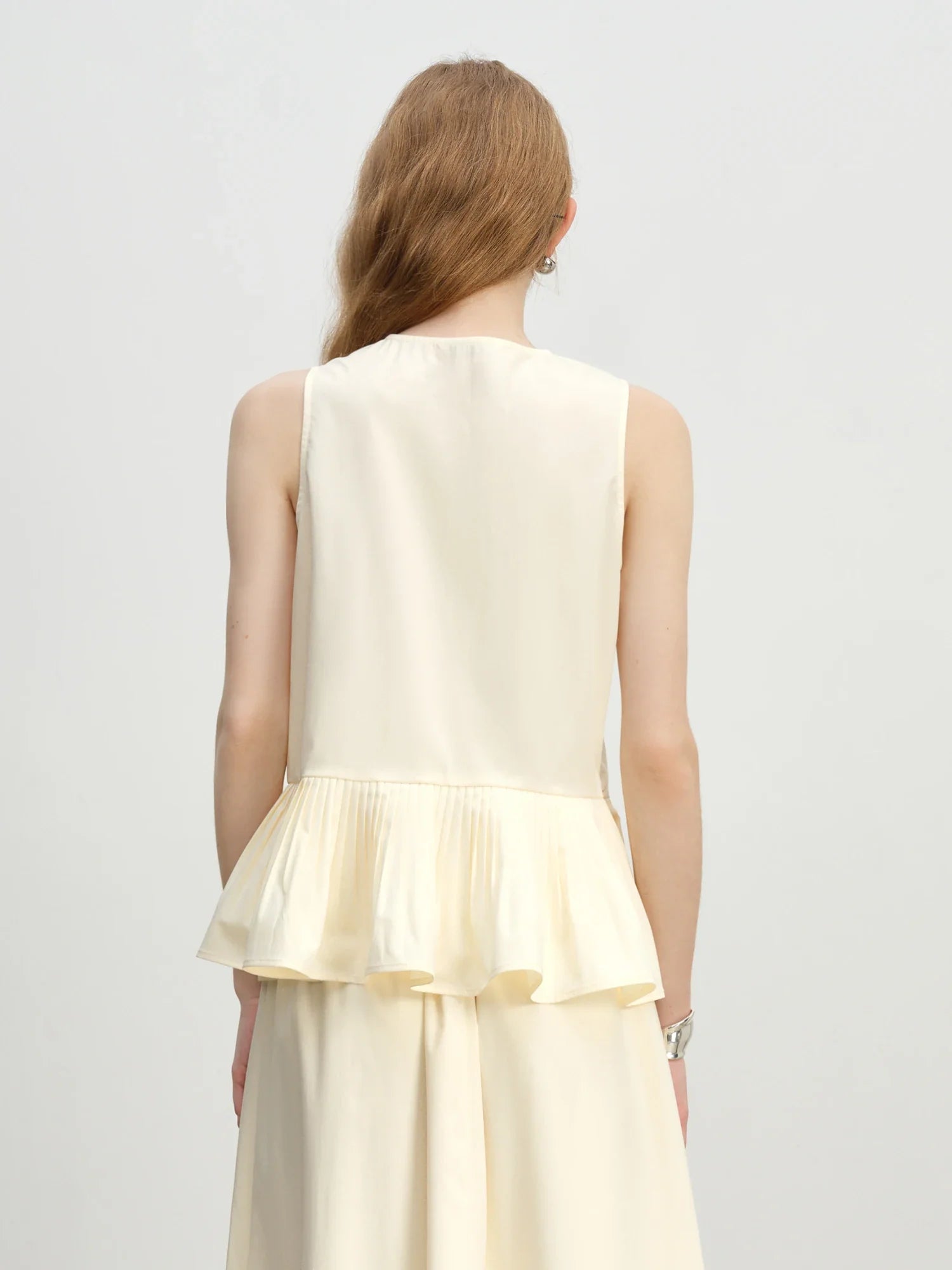 Ruffle Sleeveless Yellow Top and Skirt Set