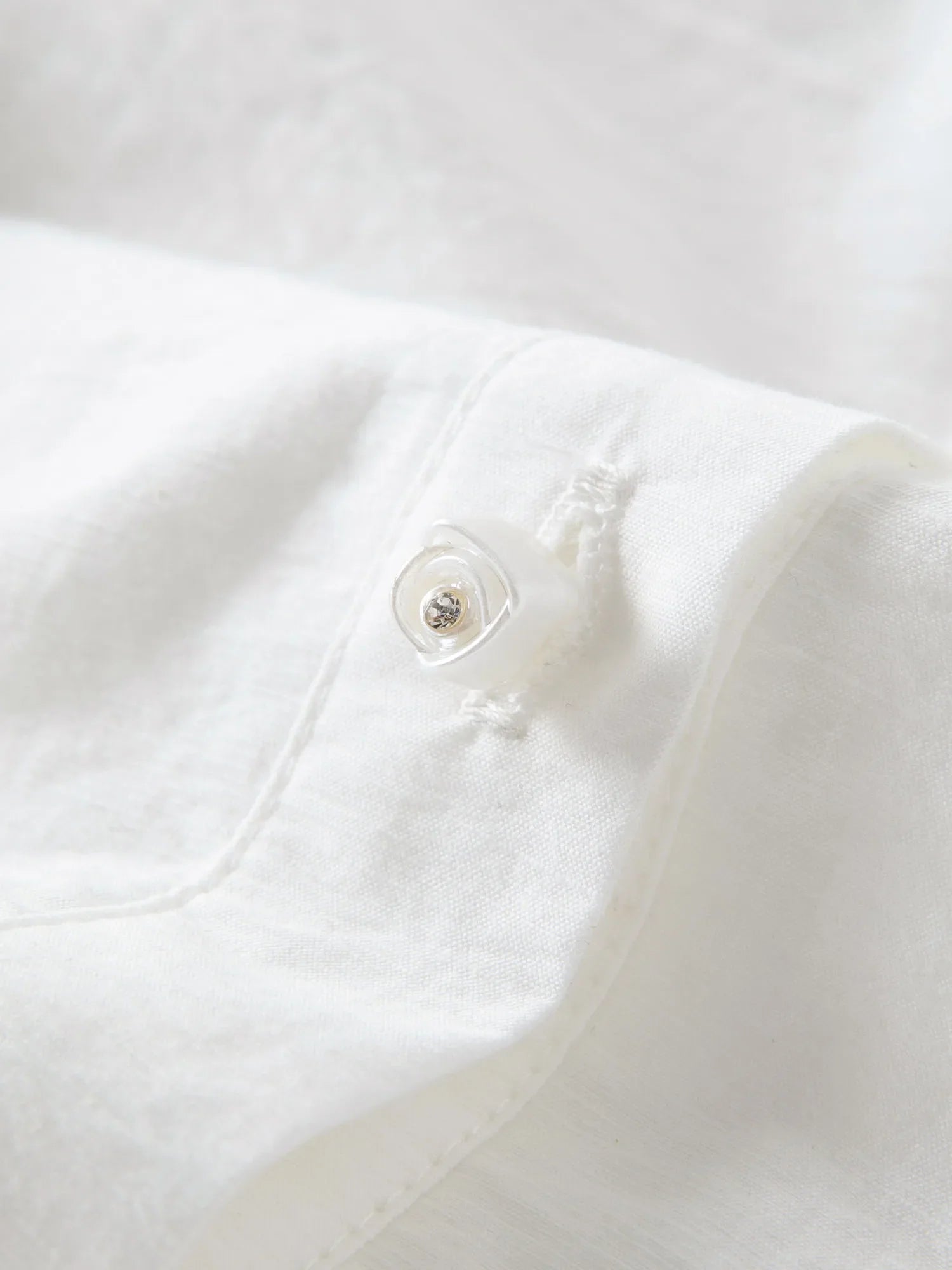Textured Short-sleeve White Blouse