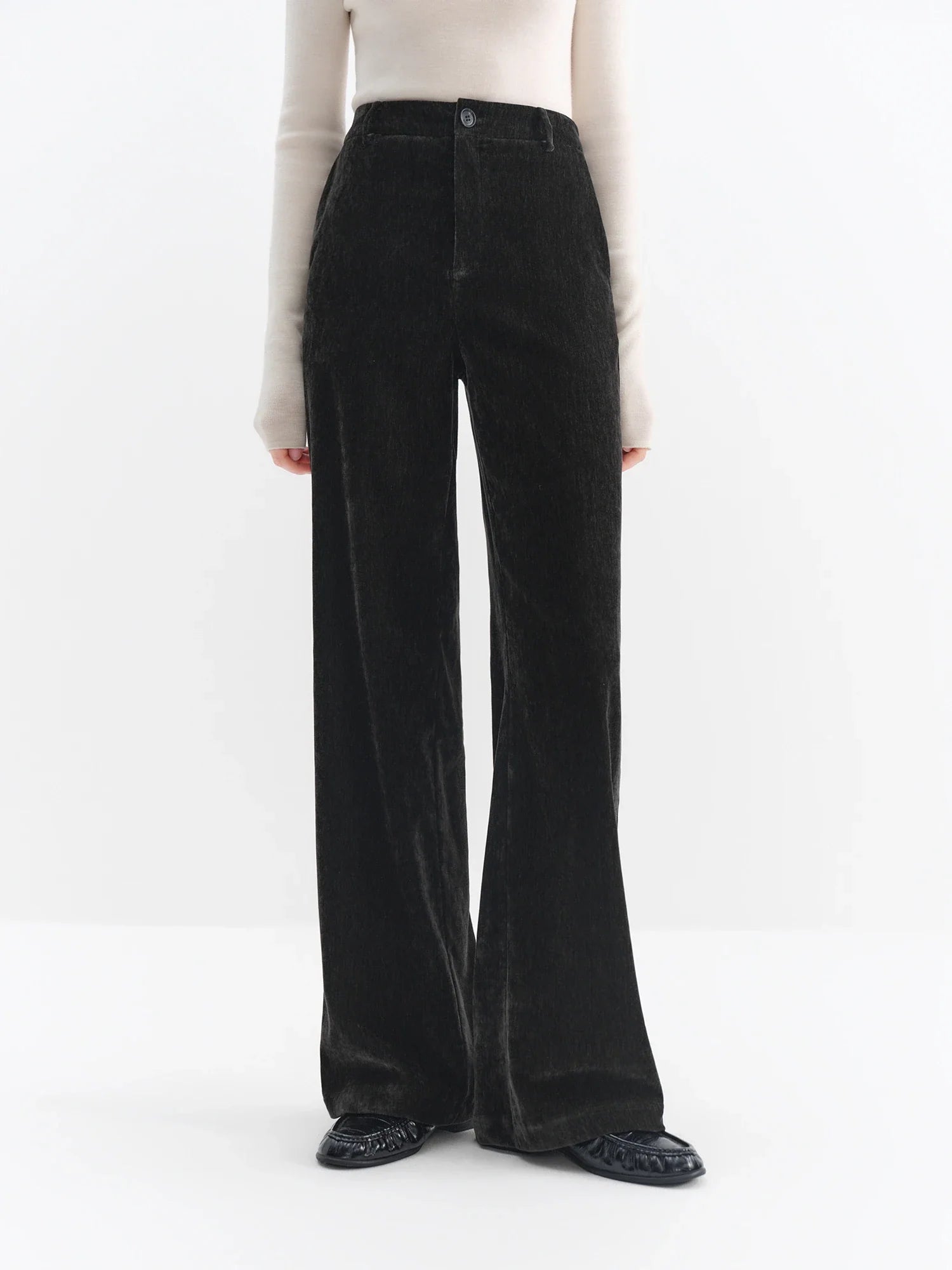 Chenille Fabric Black Pants