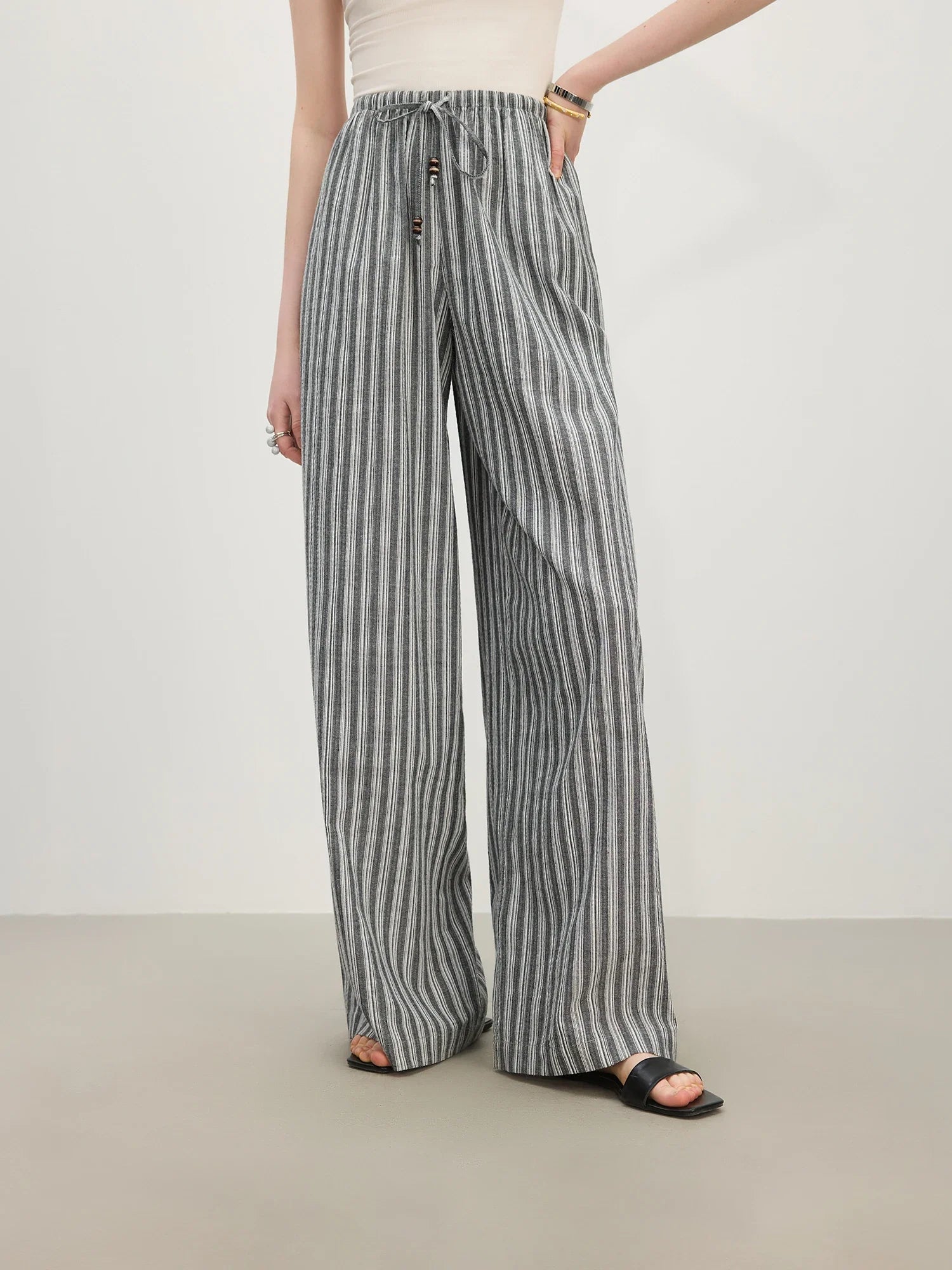 High Waist Loose Drape Straight Pants
