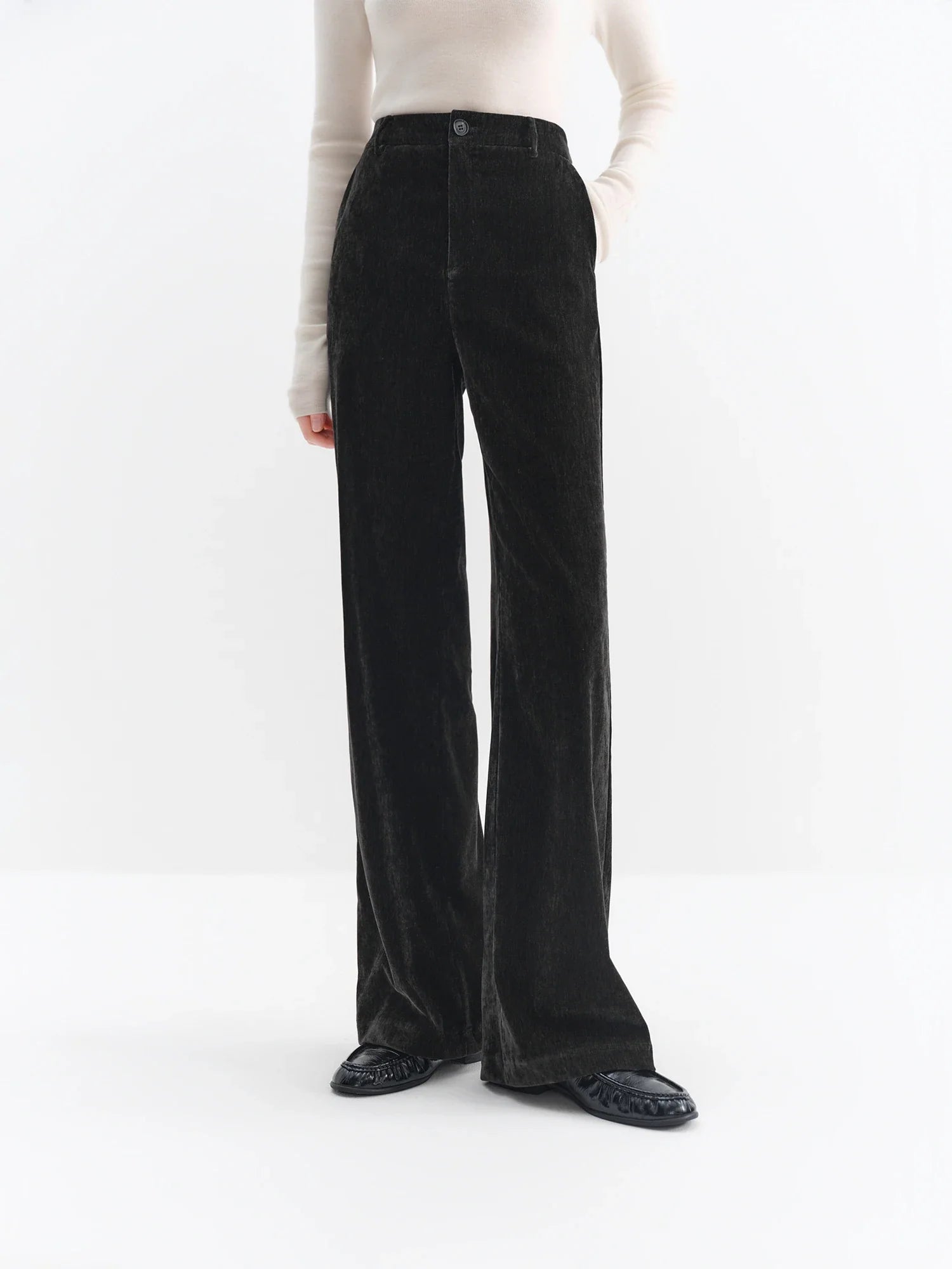 Chenille Fabric Black Pants