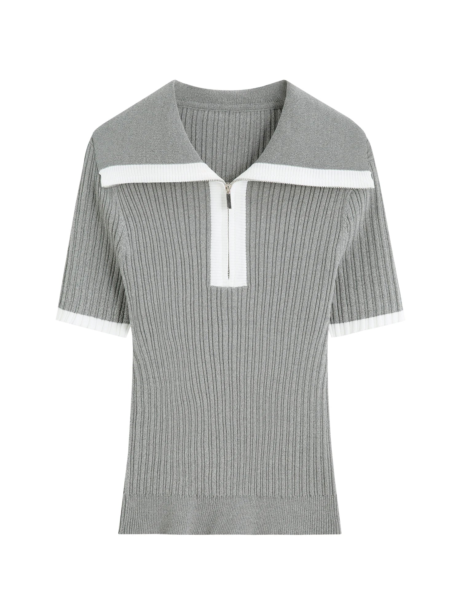 Short-sleeved Knitted Stripe T-shirt