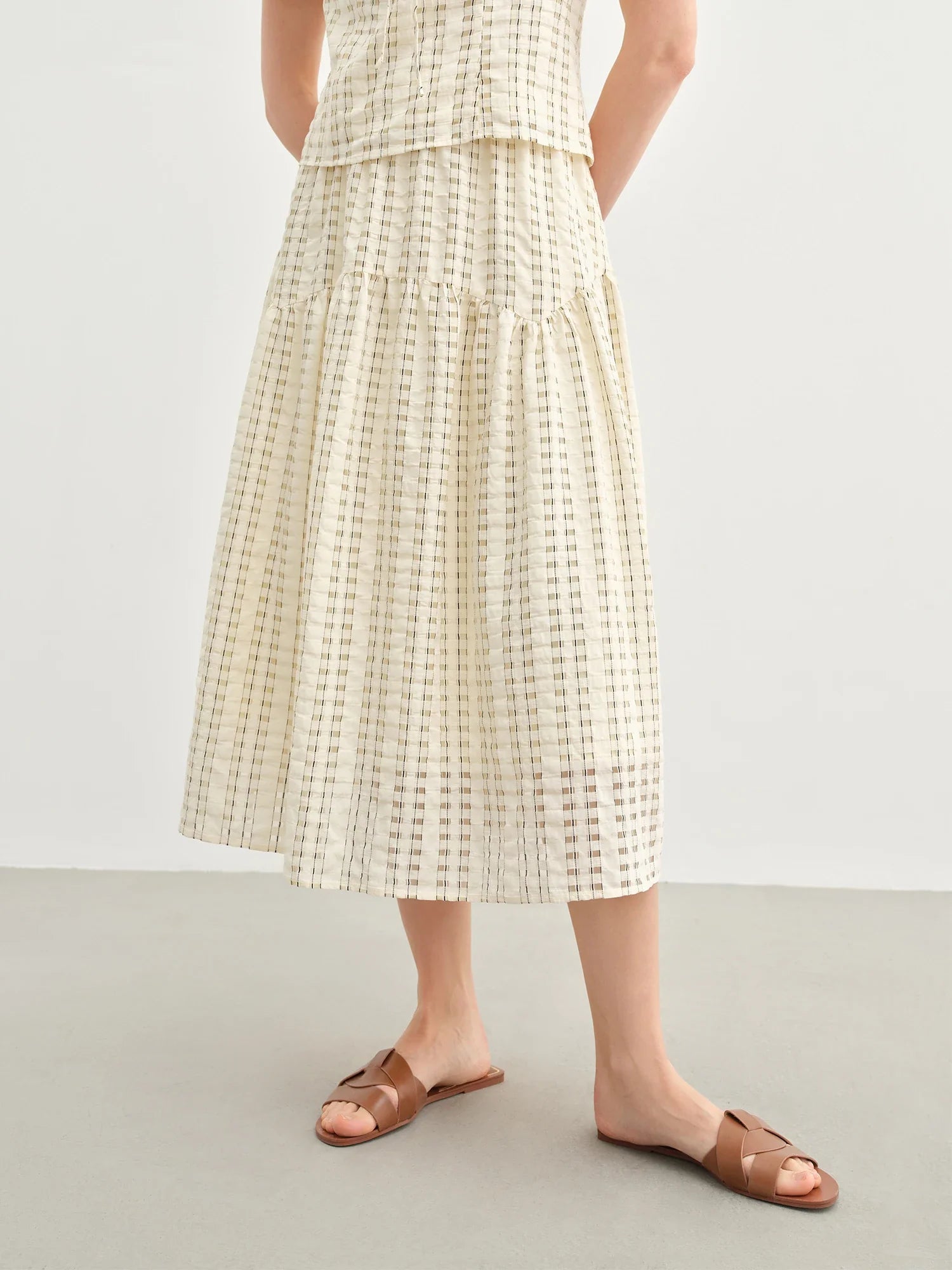 Texture French Fashion Beige Top and Skirt