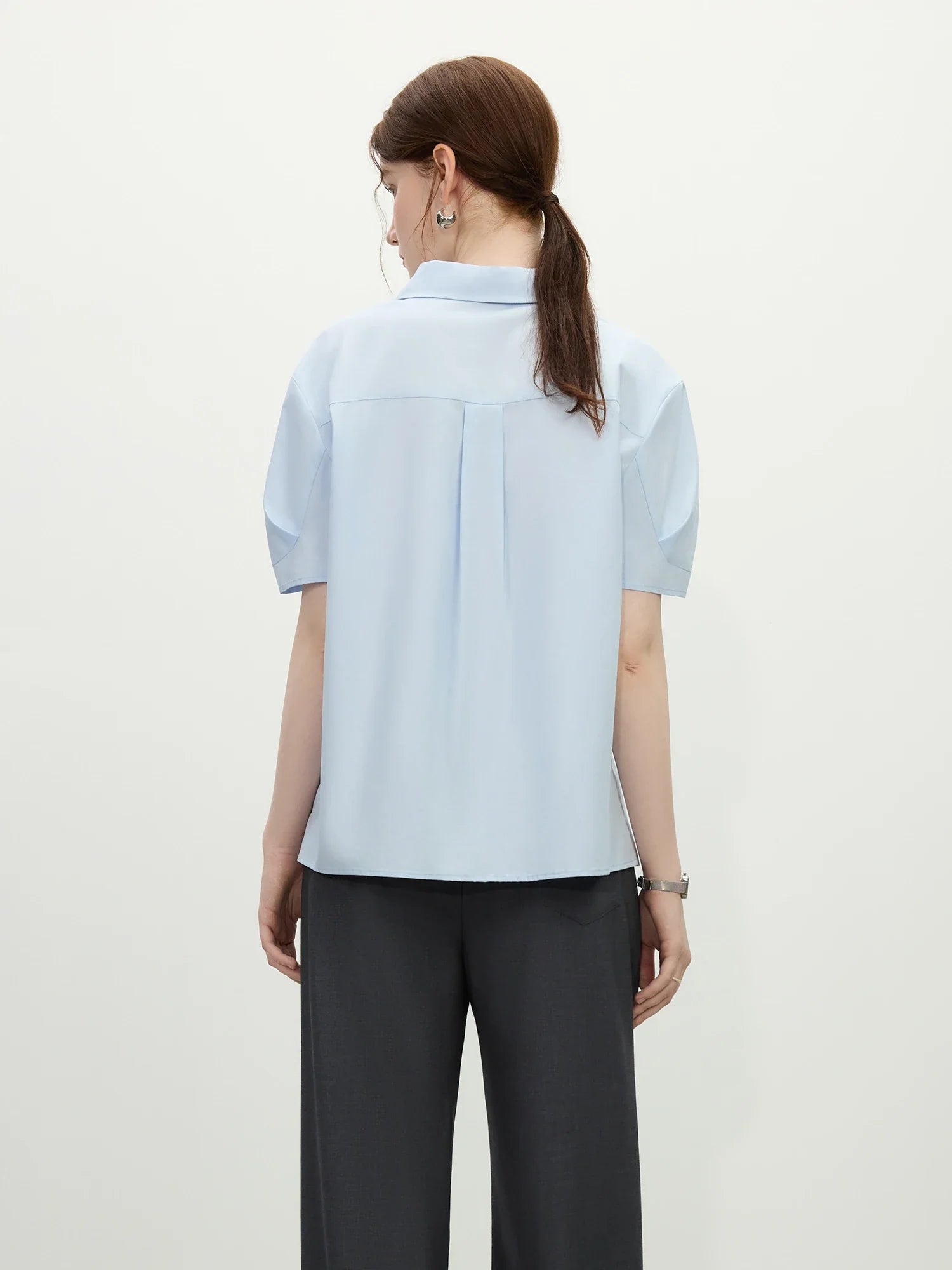 Stripe texture Blue Short-Sleeved Shirt