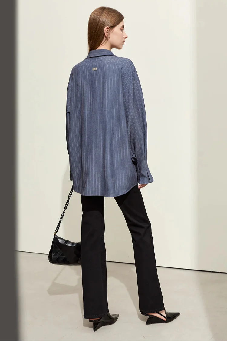 Loose Long Sleeve Striped Shirt