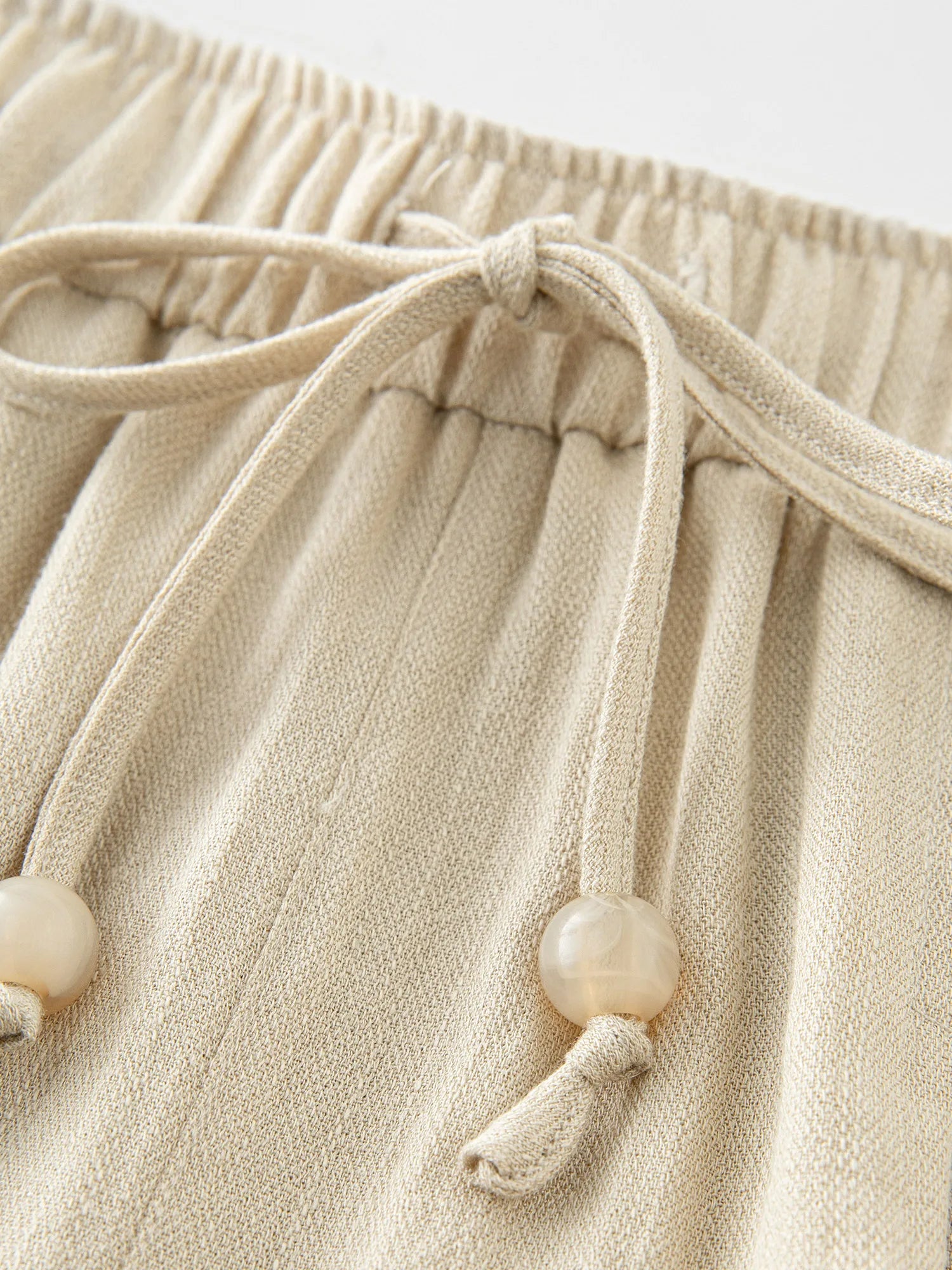 Linen Straight Elastic HIgh Waist Casual Pants