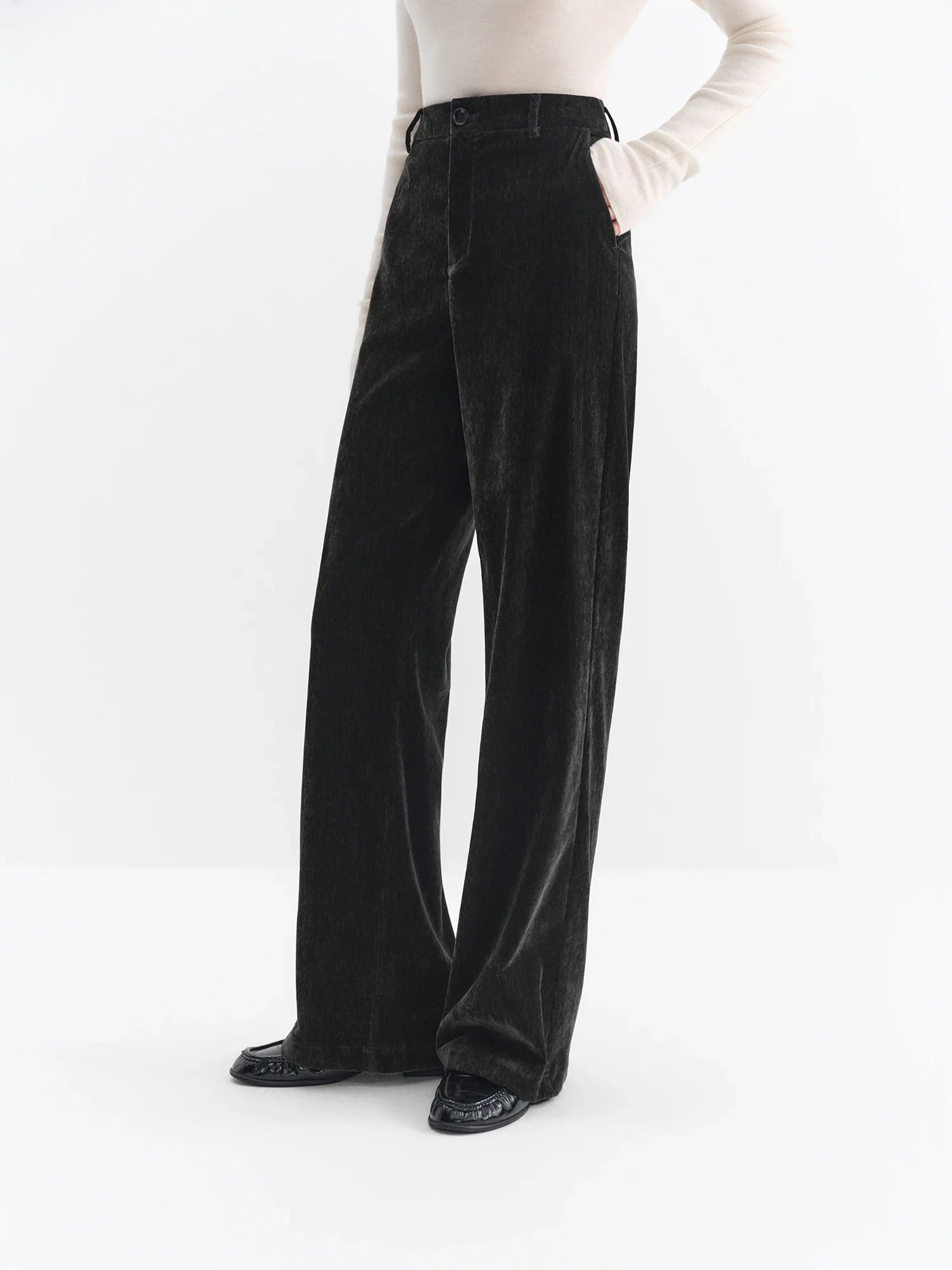 Chenille Fabric Black Pants