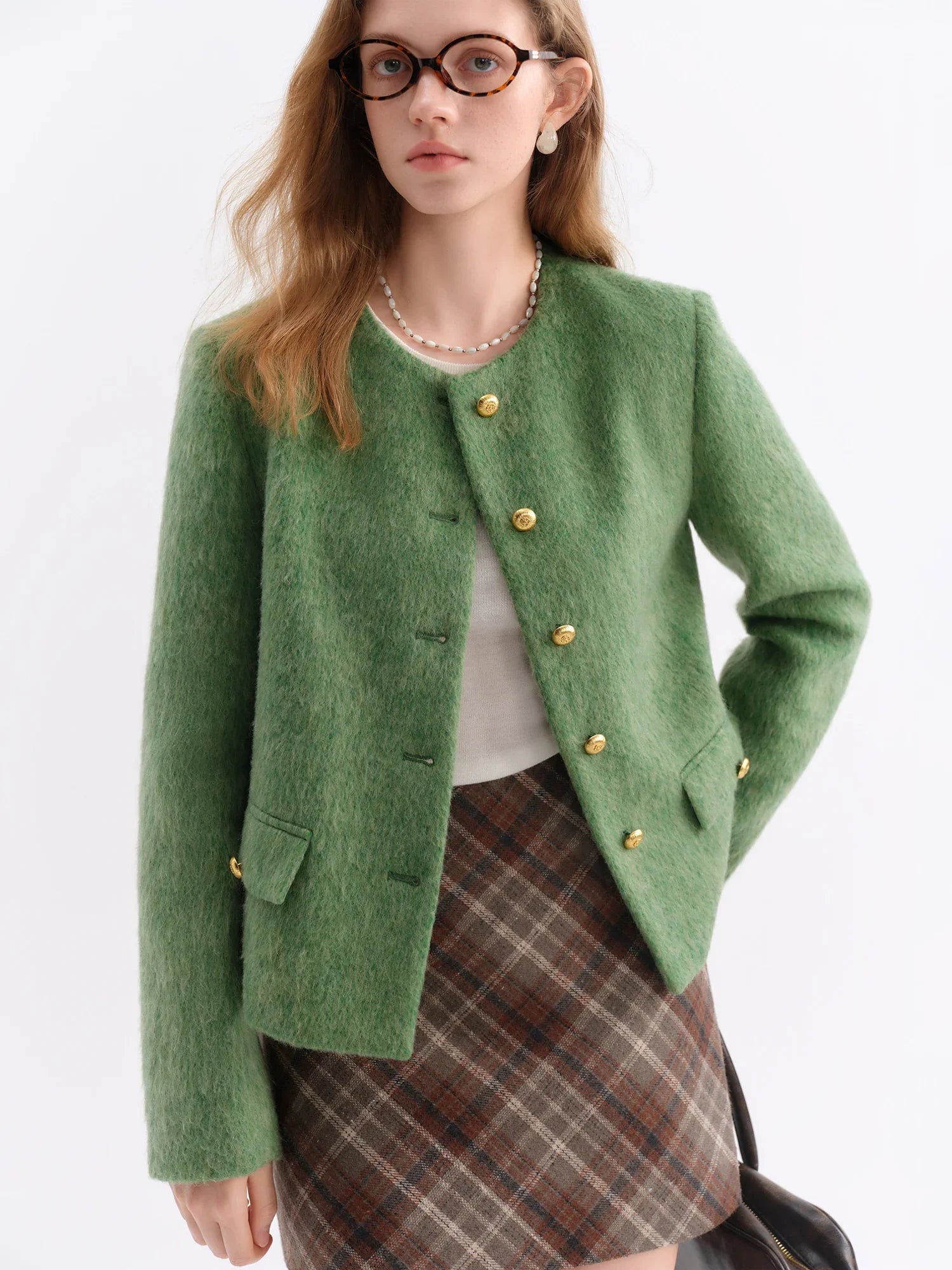 Wool Blend Green Cardigan