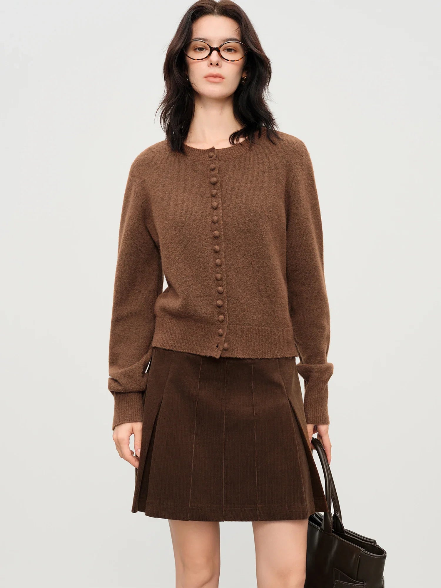 Blend Knit Cardigan With Wool Buttons