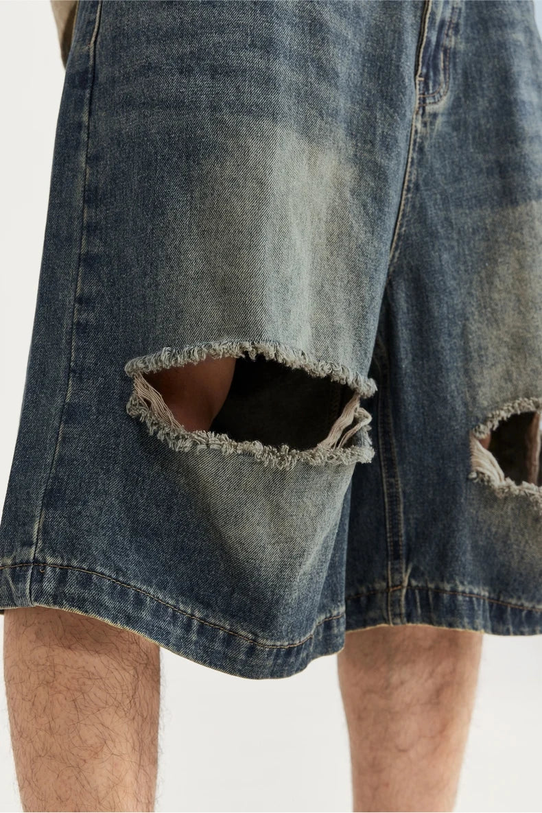 Ripped Holes Denim Shorts