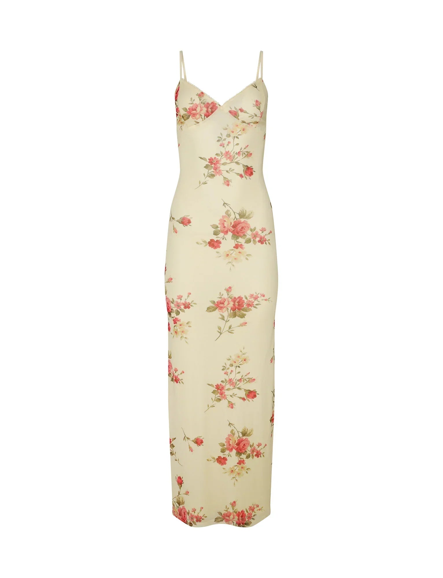 Floral beige lace dress