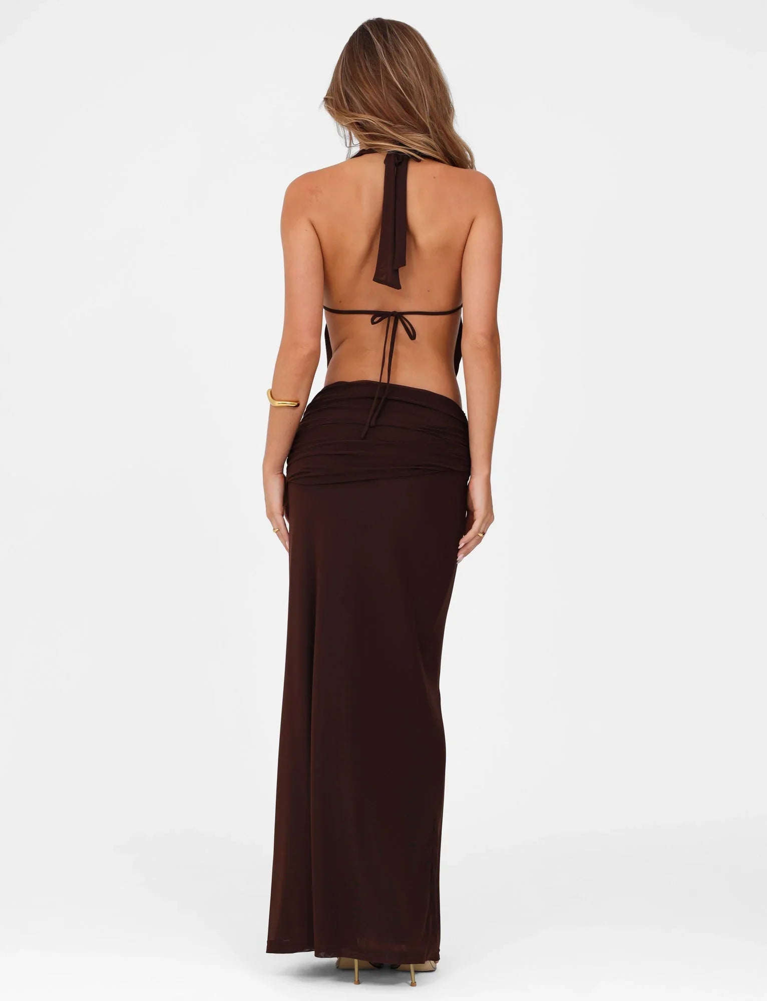 Halter Cut-out Tied Top and Hip Skirt