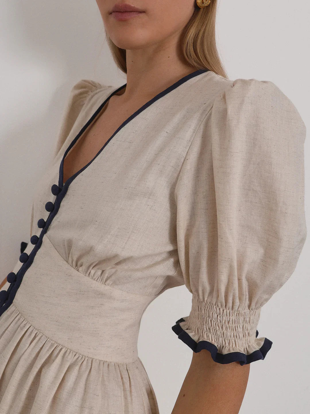 Contemporary Contrast Linen Maxi Dress