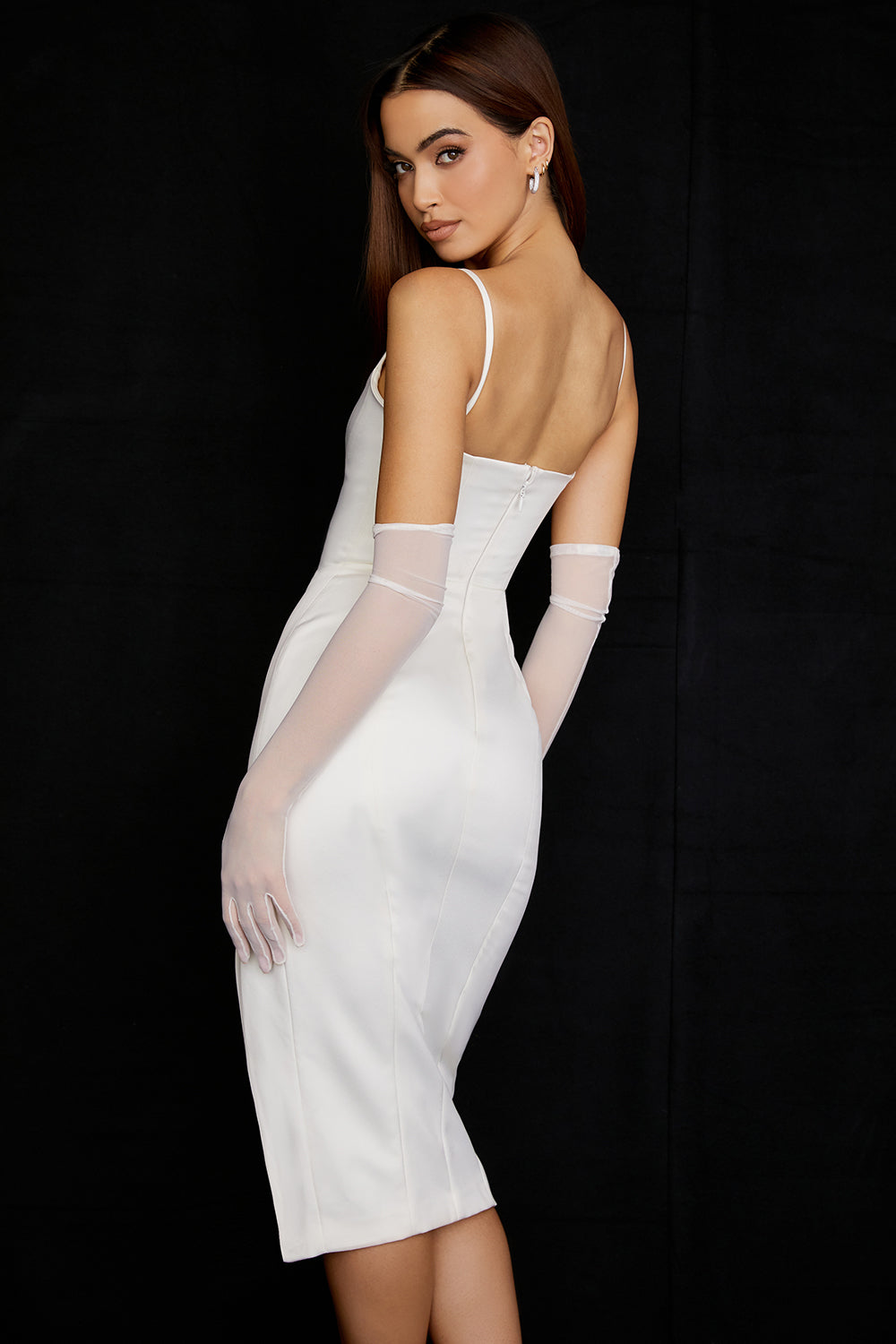 Midi dress with satin corset