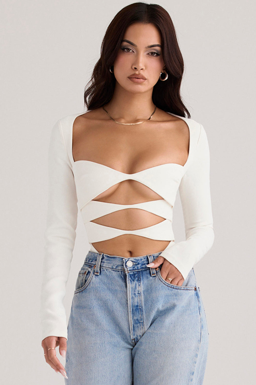 White cut-out bodysuit