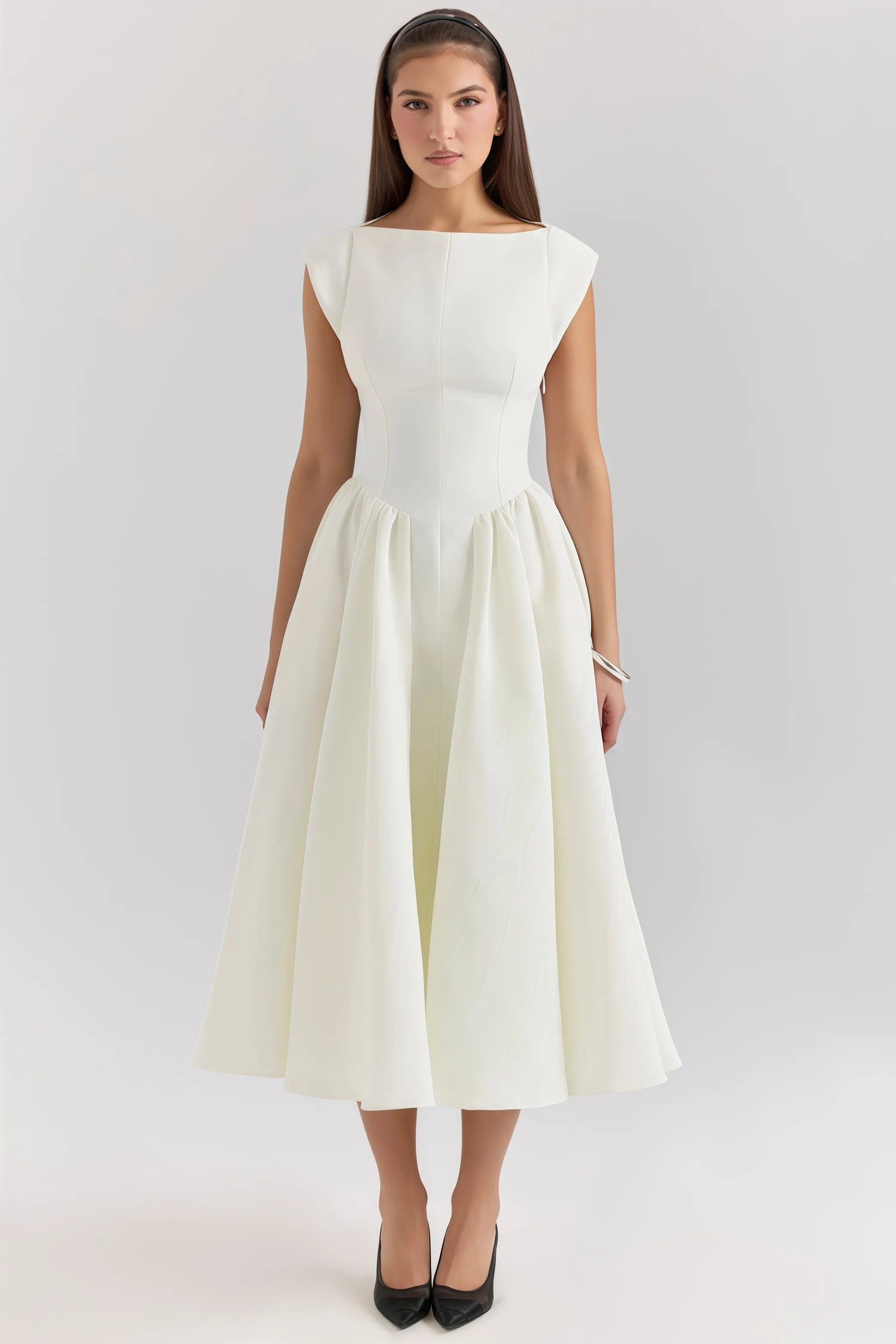 Backless White Midi Dress With Ruffles